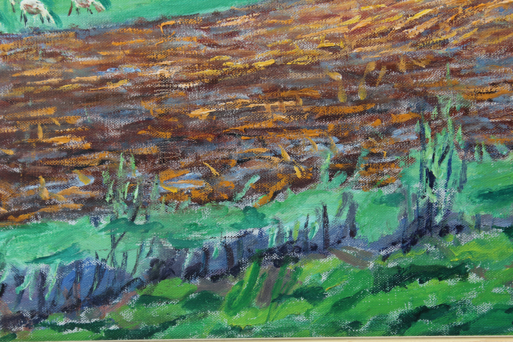 Emerson Burkhart Oil on Canvas "Farm, Sheep Landscape"