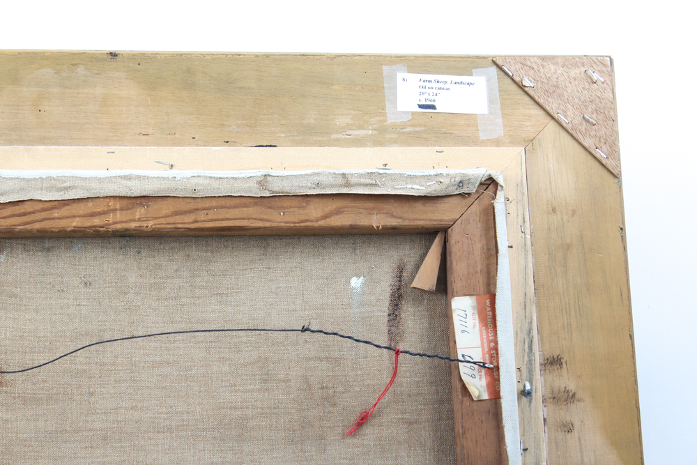 Emerson Burkhart Oil on Canvas "Farm, Sheep Landscape"