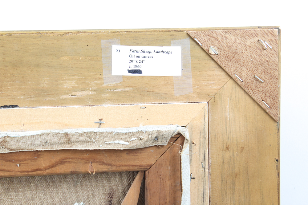 Emerson Burkhart Oil on Canvas "Farm, Sheep Landscape"