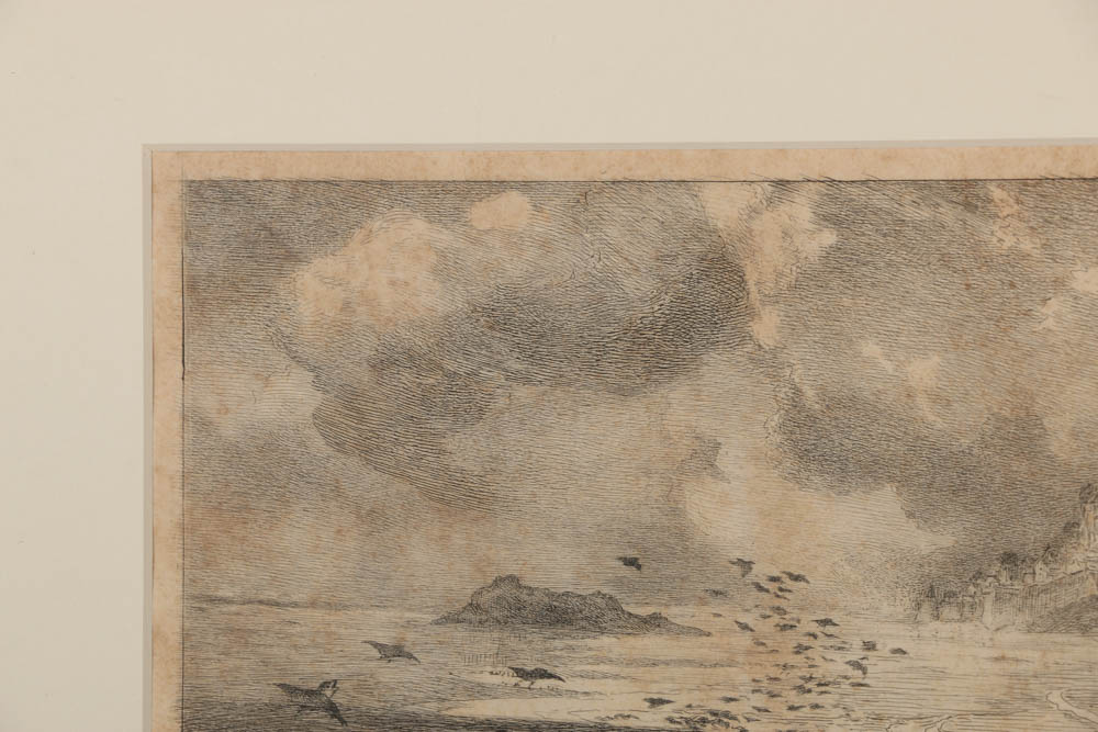 Felix Bracquemond Etching on Paper "The Sands of Tombelaine and Mont St. Michel"