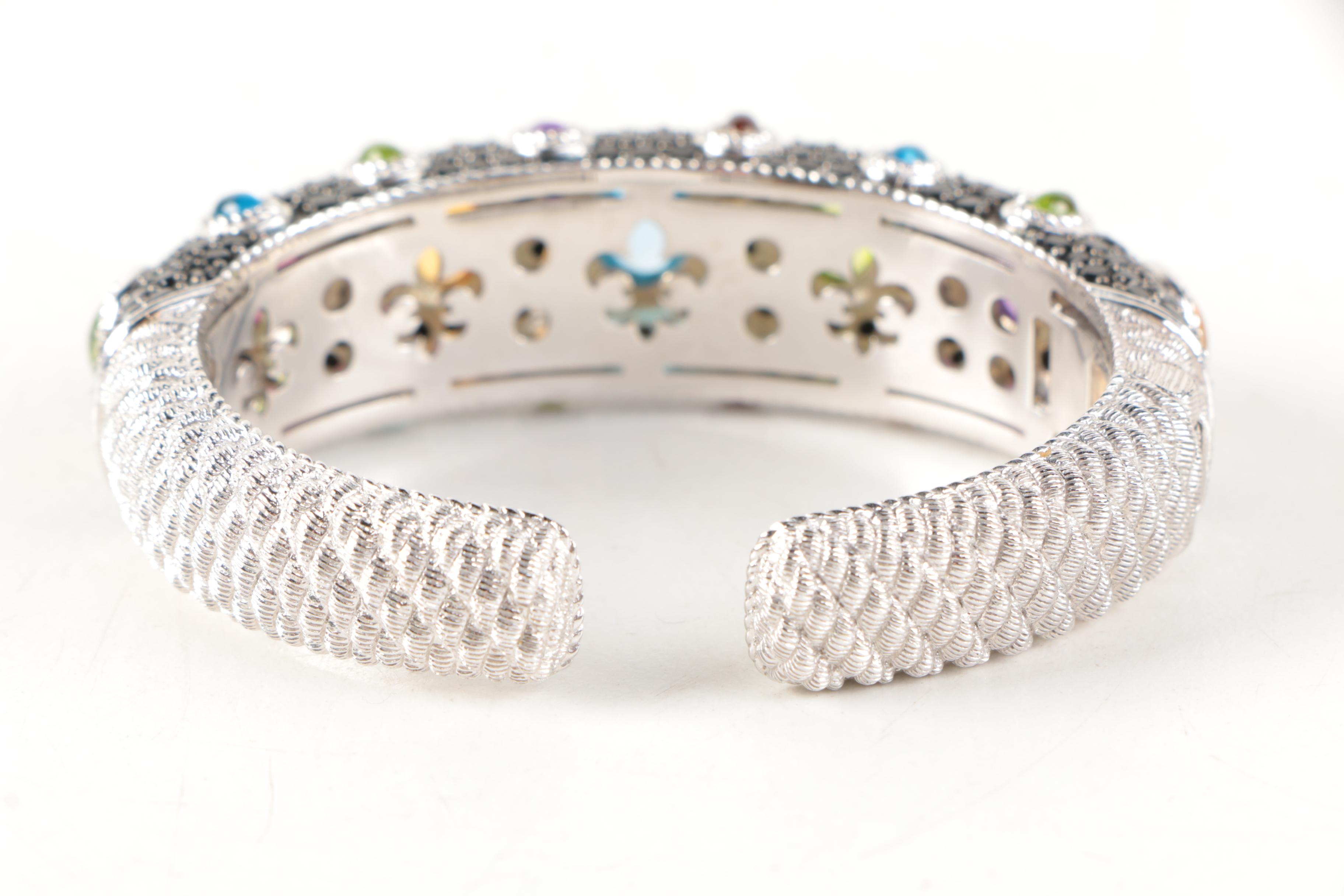 Judith Ripka Sterling Silver and Multi-Stone Cuff Bracelet