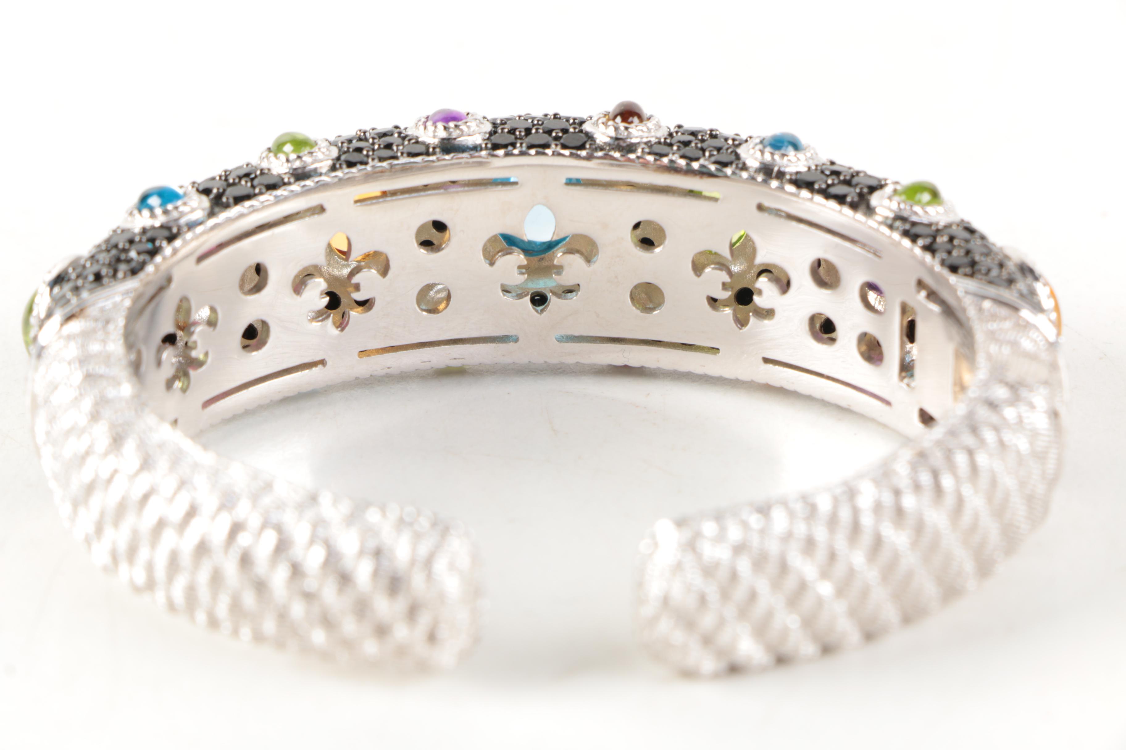 Judith Ripka Sterling Silver and Multi-Stone Cuff Bracelet