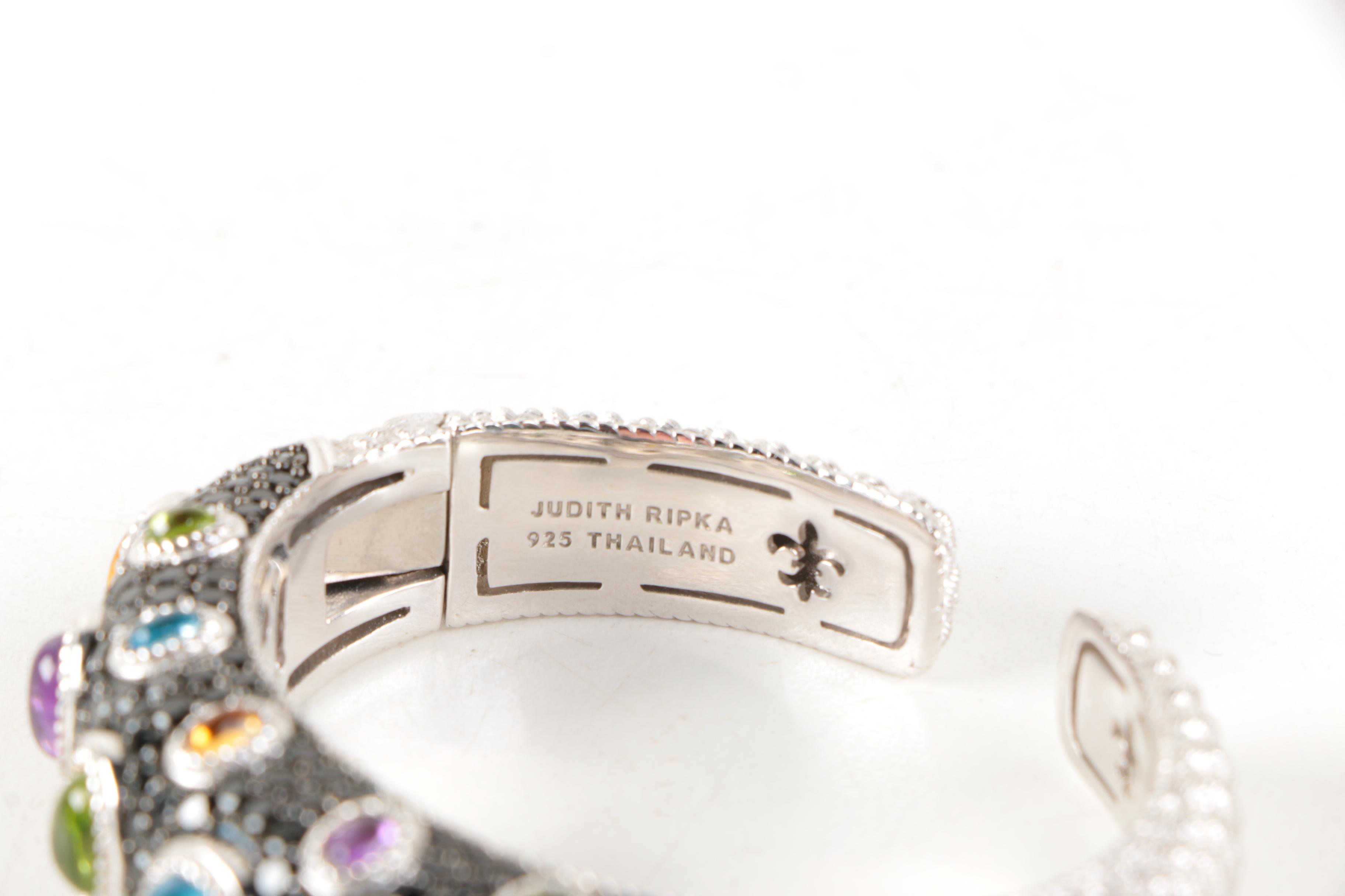 Judith Ripka Sterling Silver and Multi-Stone Cuff Bracelet