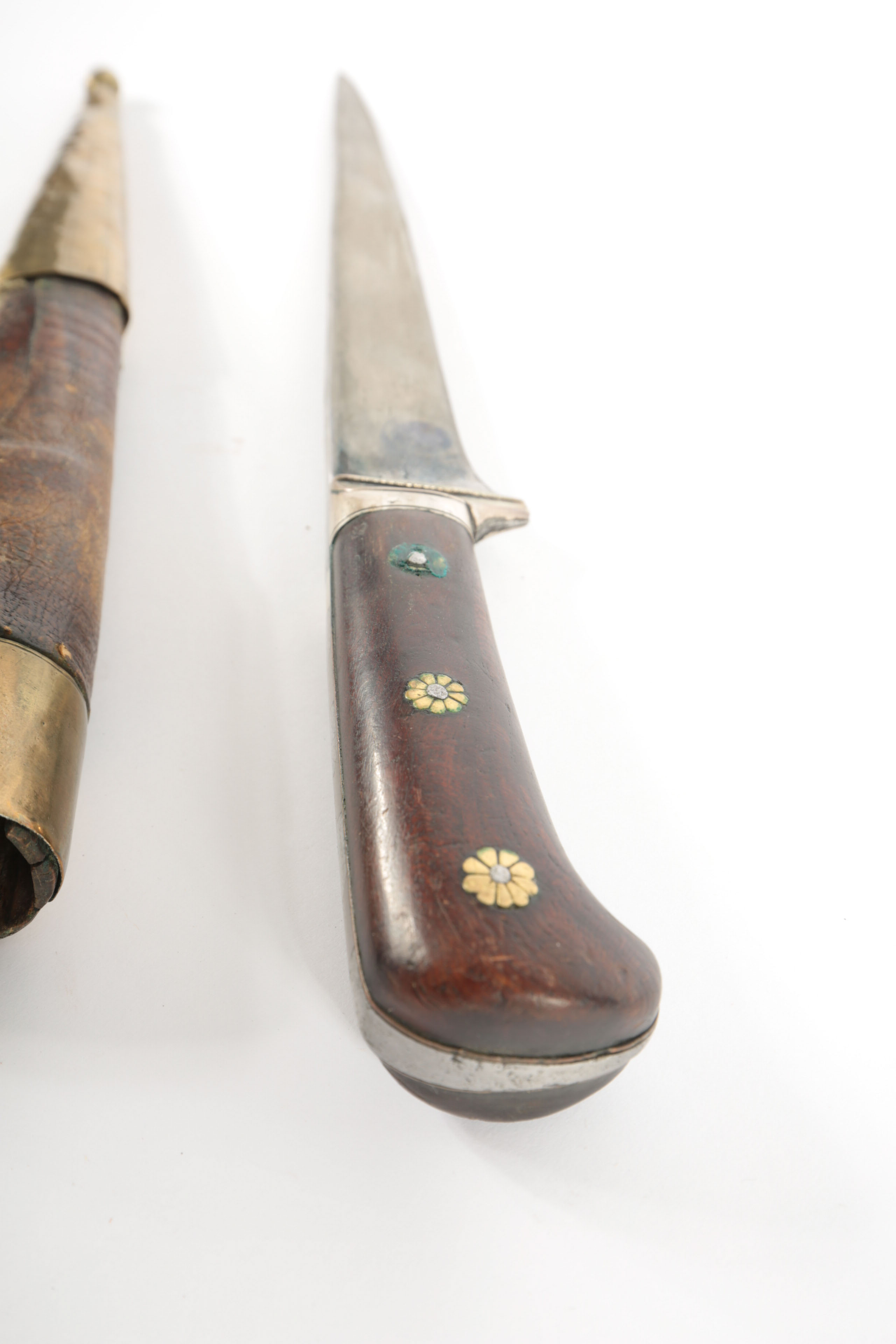 Persian "Kard" with Wood, Leather and Brass Sheath