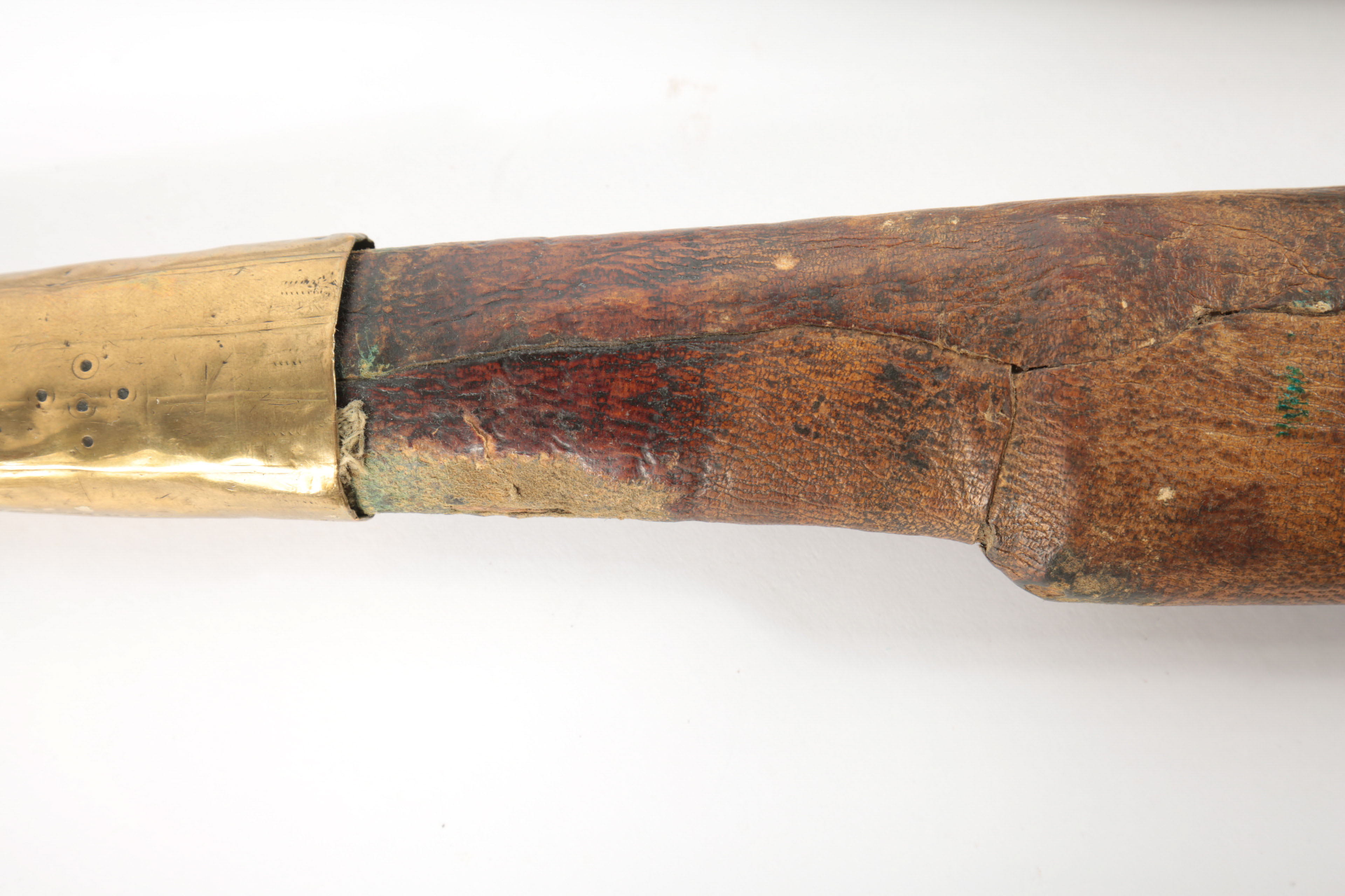 Persian "Kard" with Wood, Leather and Brass Sheath