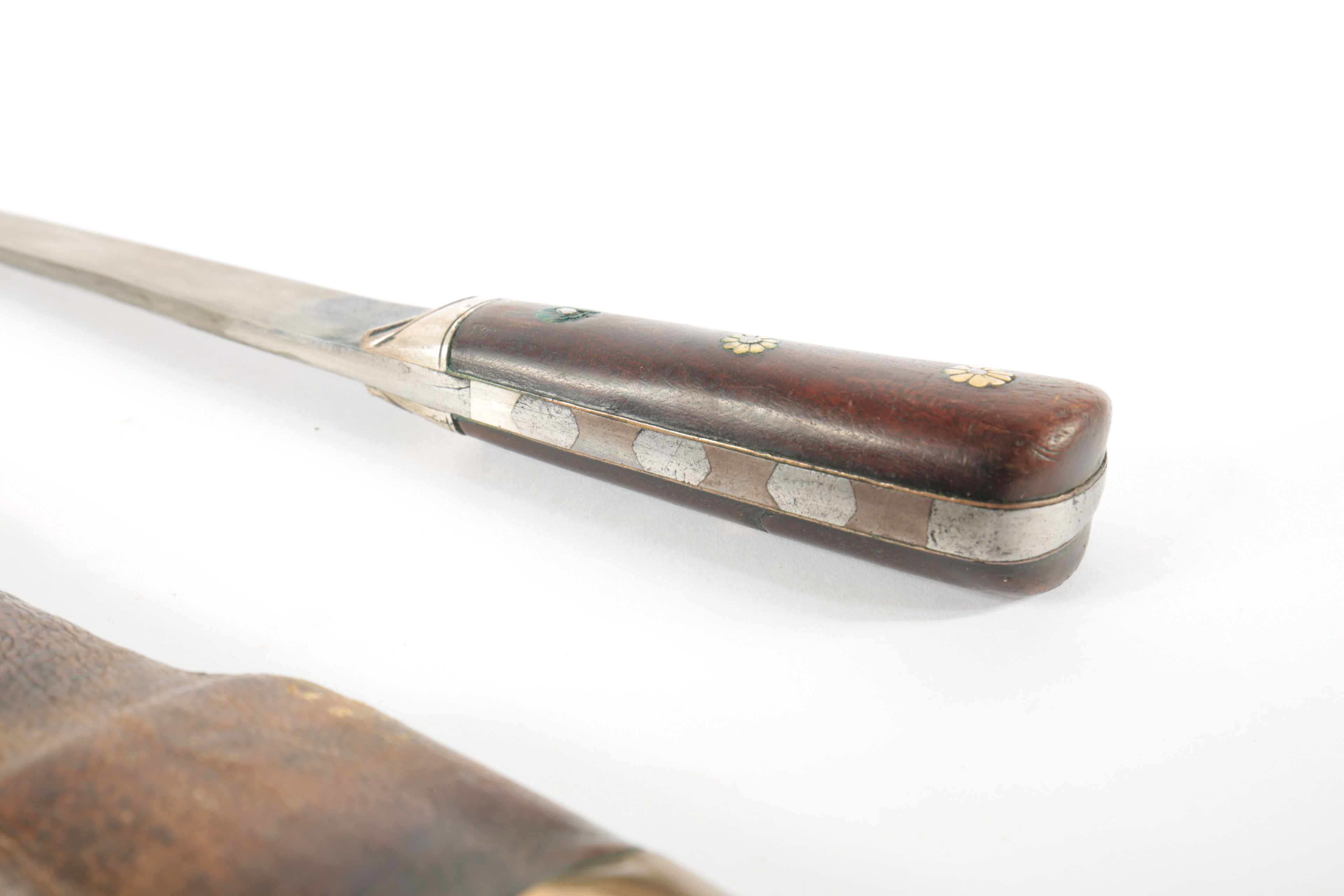 Persian "Kard" with Wood, Leather and Brass Sheath