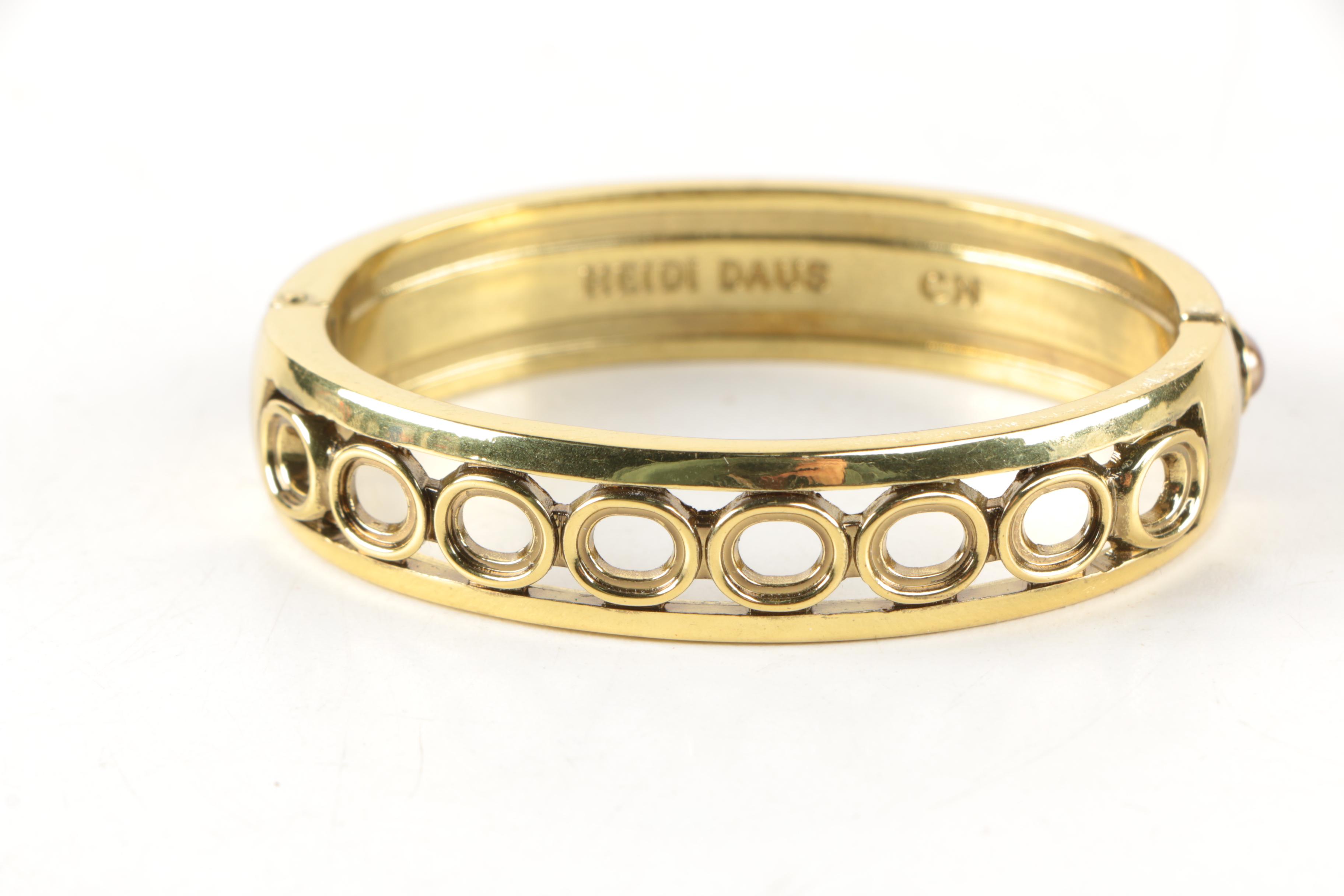 Heidi Daus Embellished Gold Tone Bangle Bracelet