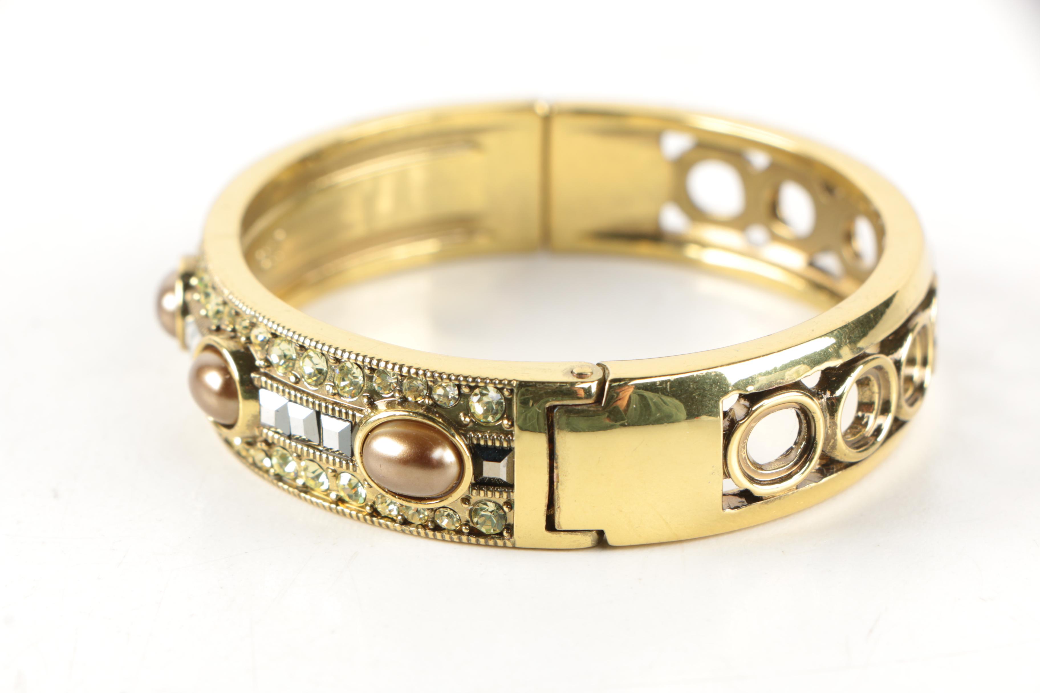 Heidi Daus Embellished Gold Tone Bangle Bracelet