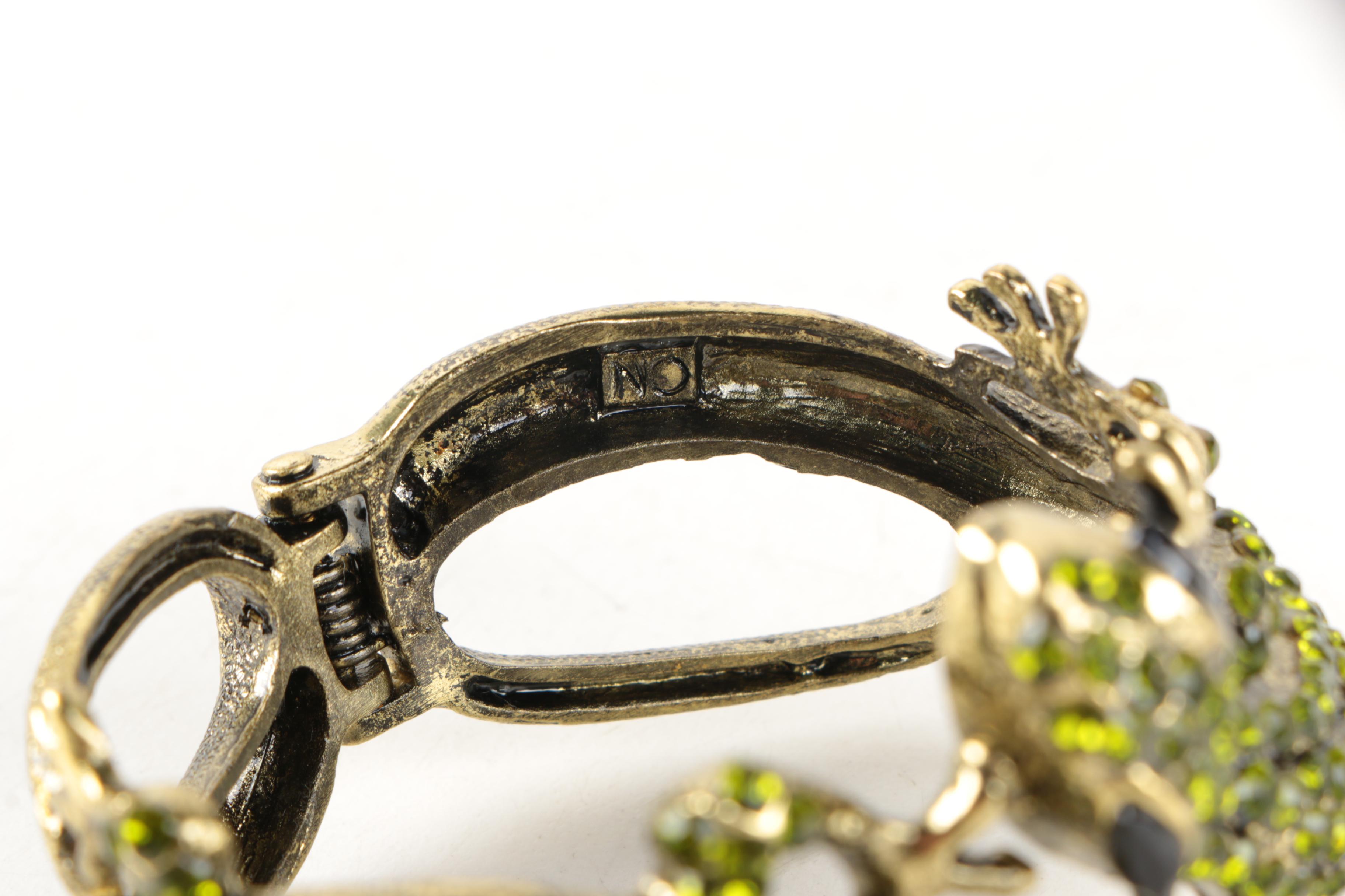 Gecko Bypass Bracelet and Articulated Dragonfly Brooch