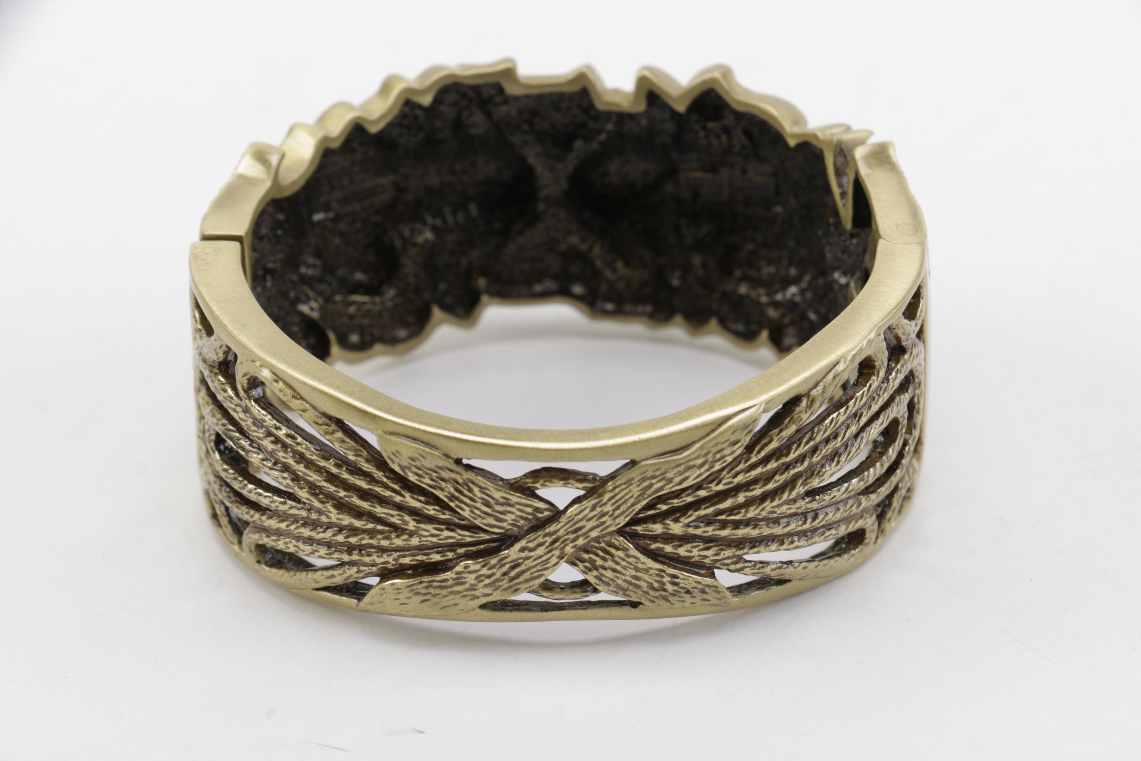 Heidi Daus Gold Tone Cuff Bracelet with Embellished Frog Motif