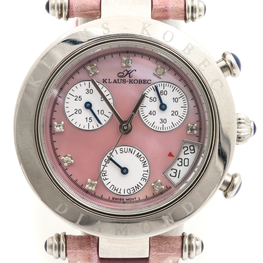 Klaus-Kobec Stainless Steel Diamond Pink Watch