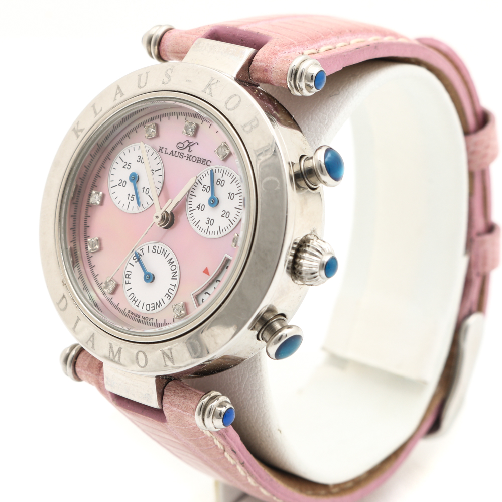 Klaus-Kobec Stainless Steel Diamond Pink Watch