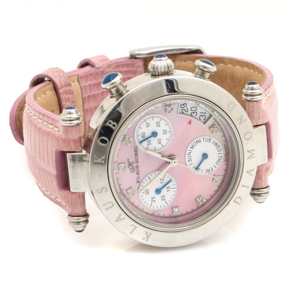 Klaus-Kobec Stainless Steel Diamond Pink Watch