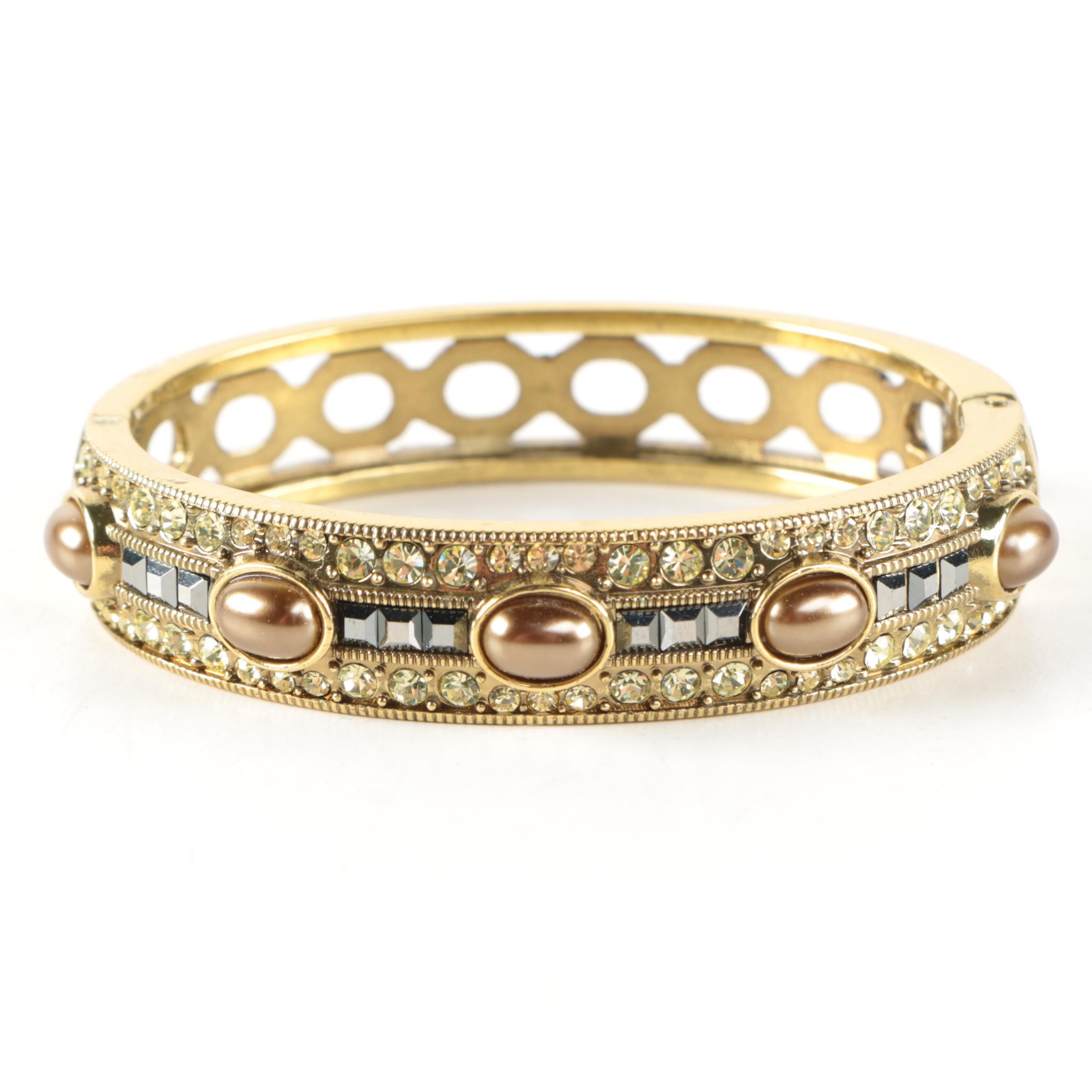 Heidi Daus Embellished Gold Tone Bangle Bracelet