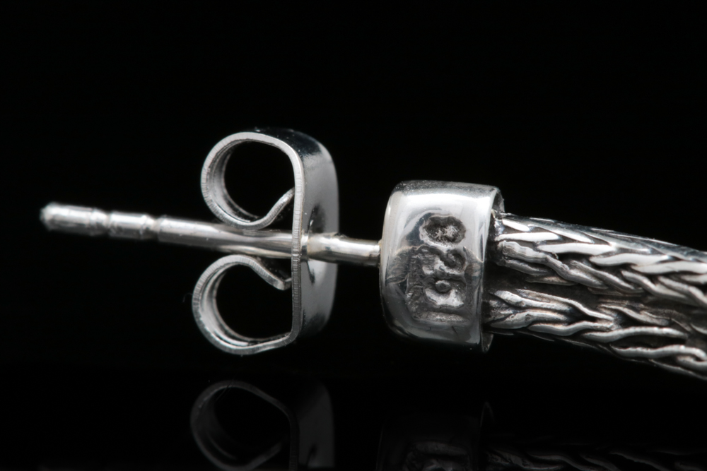 Robert Manse Sterling Silver Wheat Chain Hoop Earrings