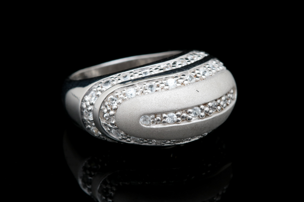 Sterling Silver and White Zircon Ring