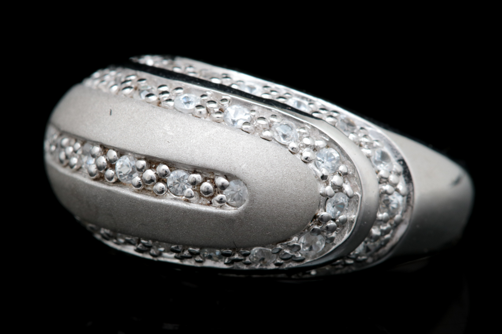 Sterling Silver and White Zircon Ring