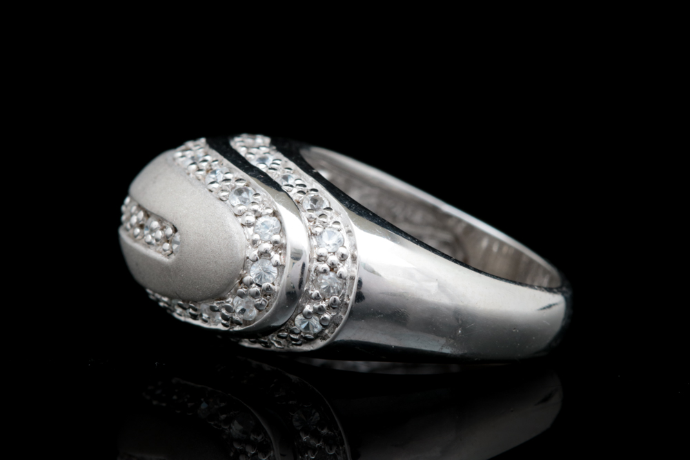 Sterling Silver and White Zircon Ring