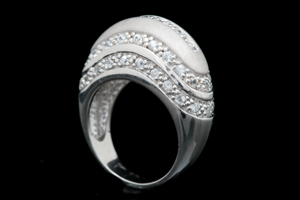 Sterling Silver and White Zircon Ring