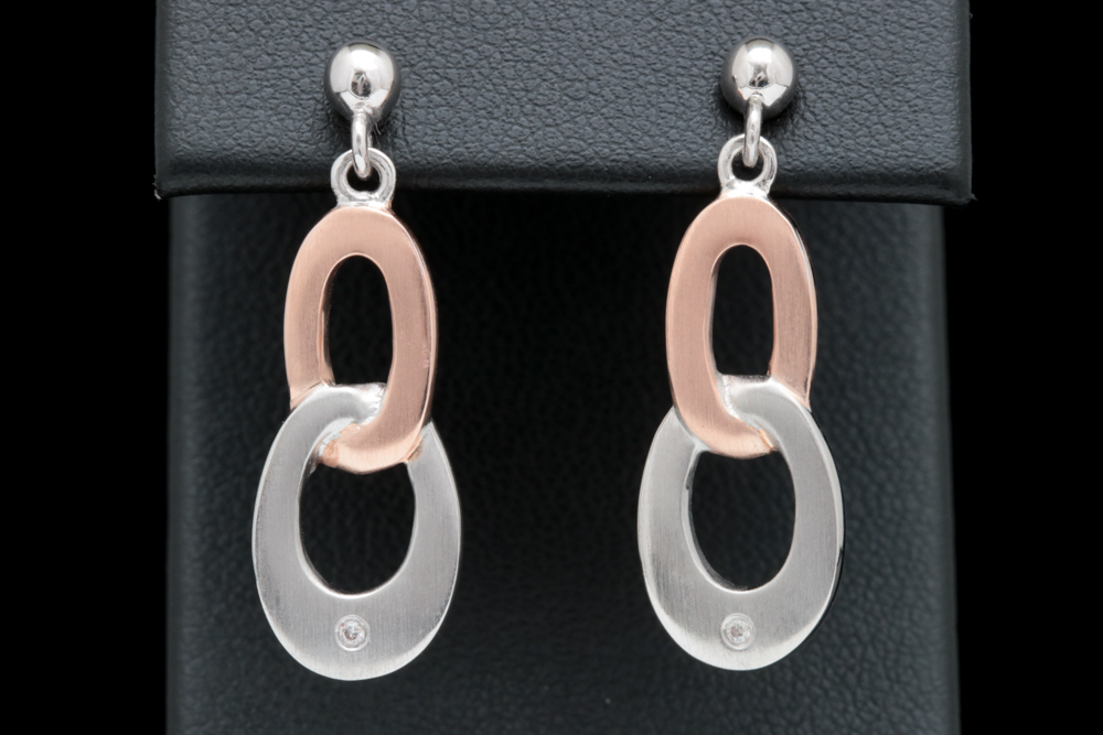 Bastian Rose Gold Wash on Sterling Silver and Diamond Dangle Earrings