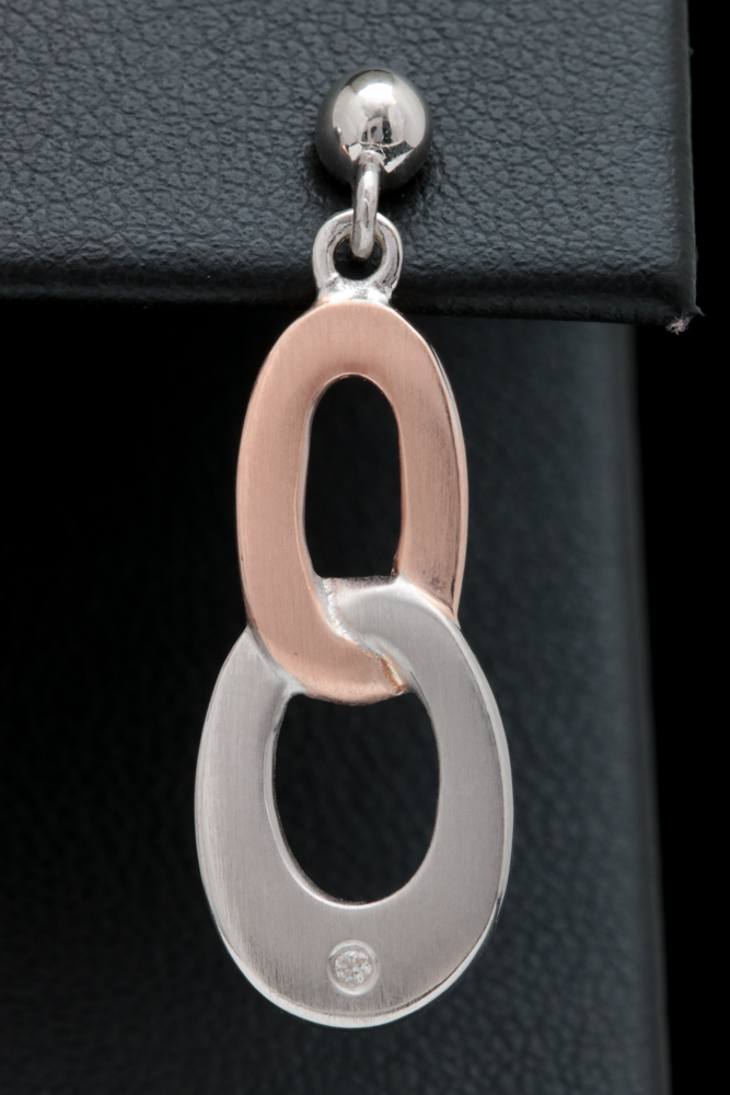 Bastian Rose Gold Wash on Sterling Silver and Diamond Dangle Earrings