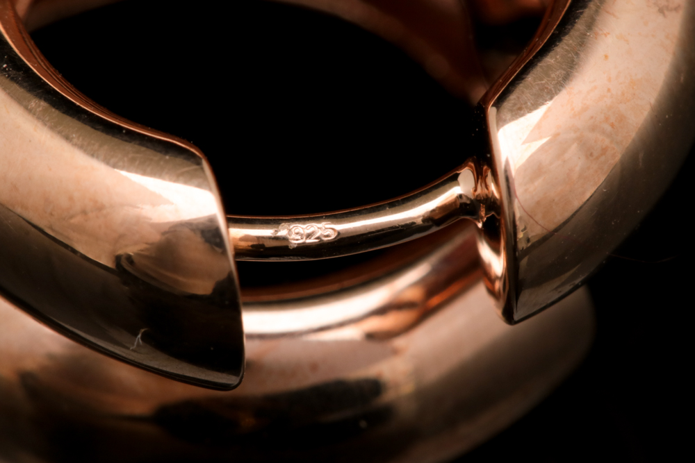 Rose Gold Wash on Sterling Silver Huggie Earrings