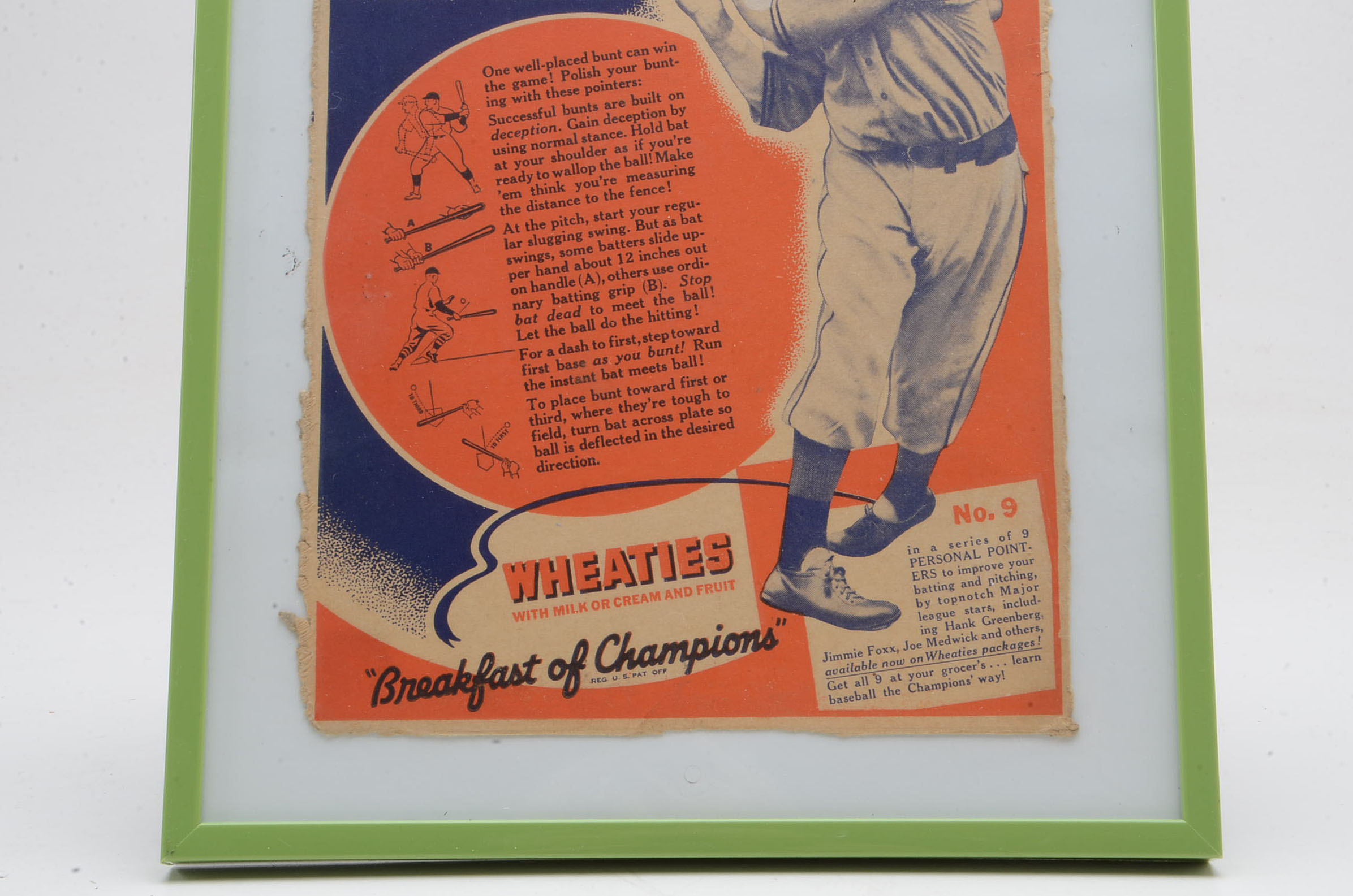 1930s Arky Vaughan Pittsburgh Pirates "Wheaties" Baseball Panel