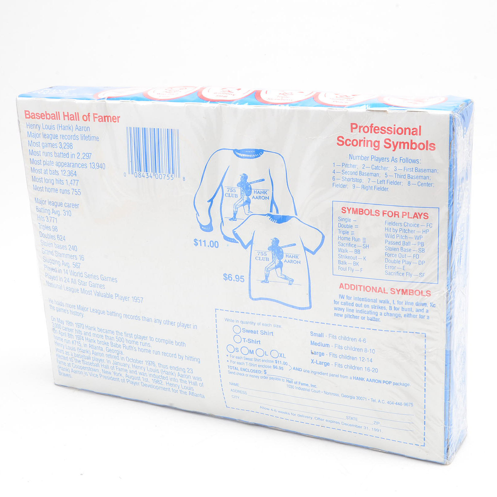 Hank Aaron Freeze Pops with a Card