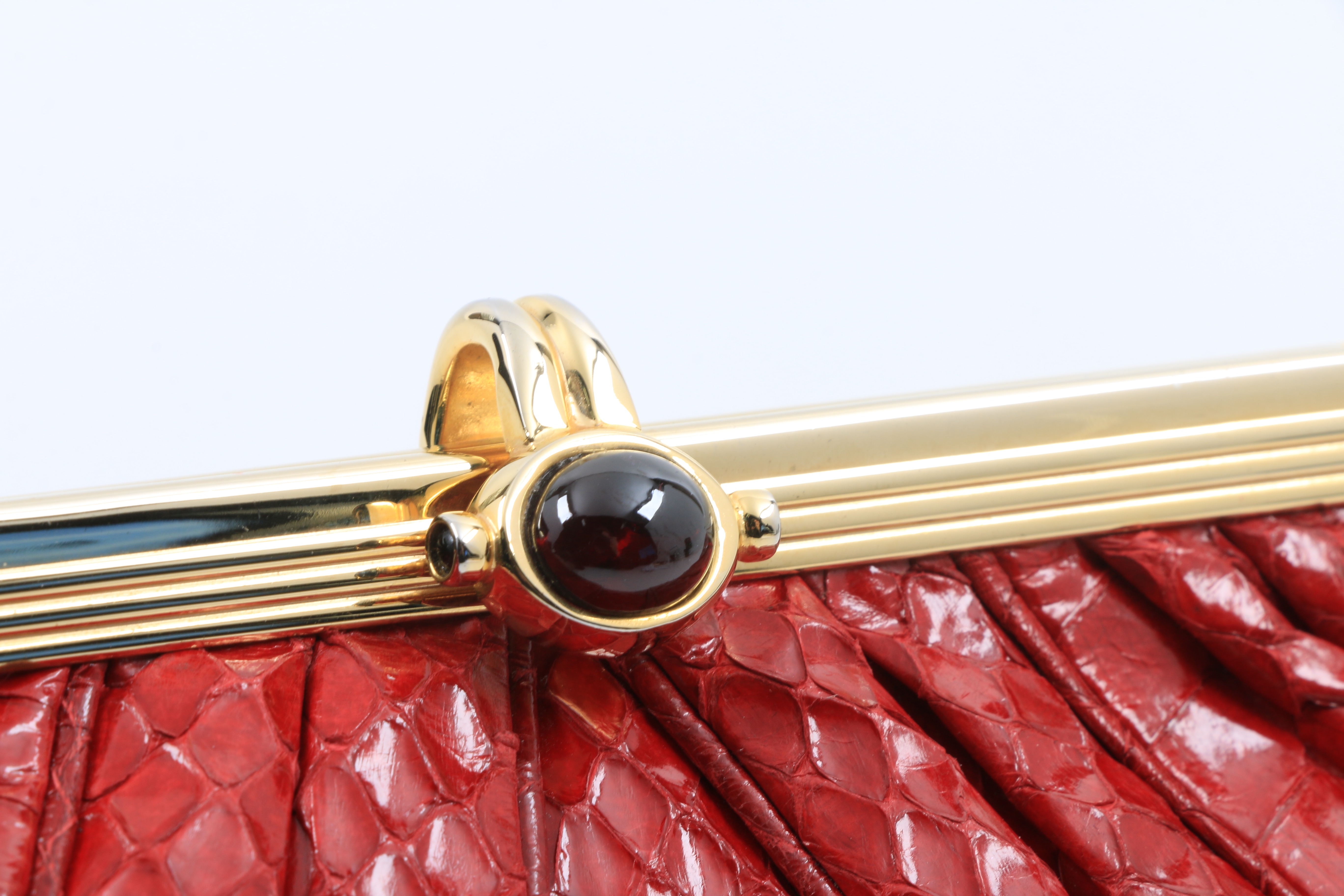 Judith Leiber Red Pleated Snakeskin Clutch