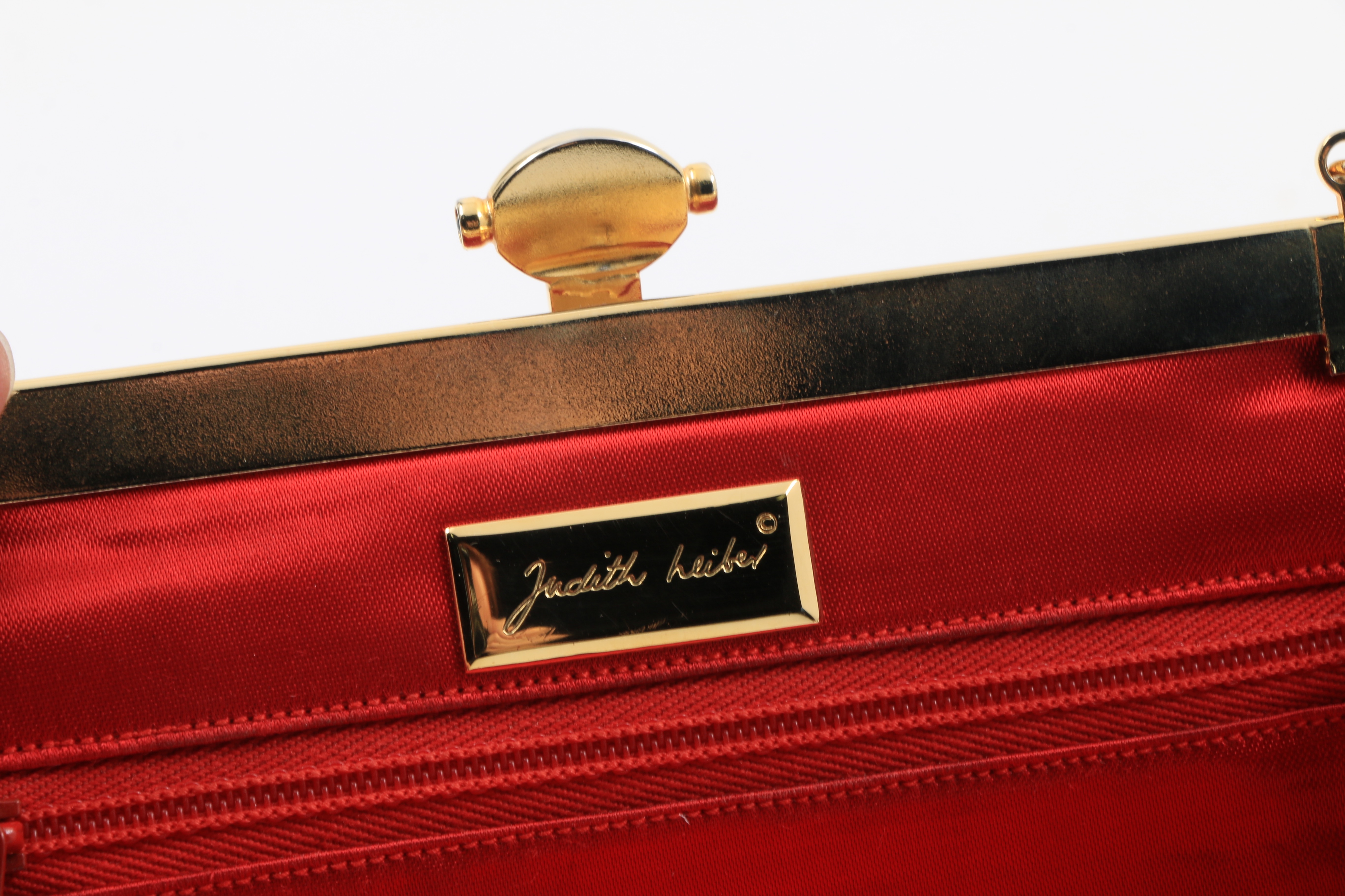 Judith Leiber Red Pleated Snakeskin Clutch