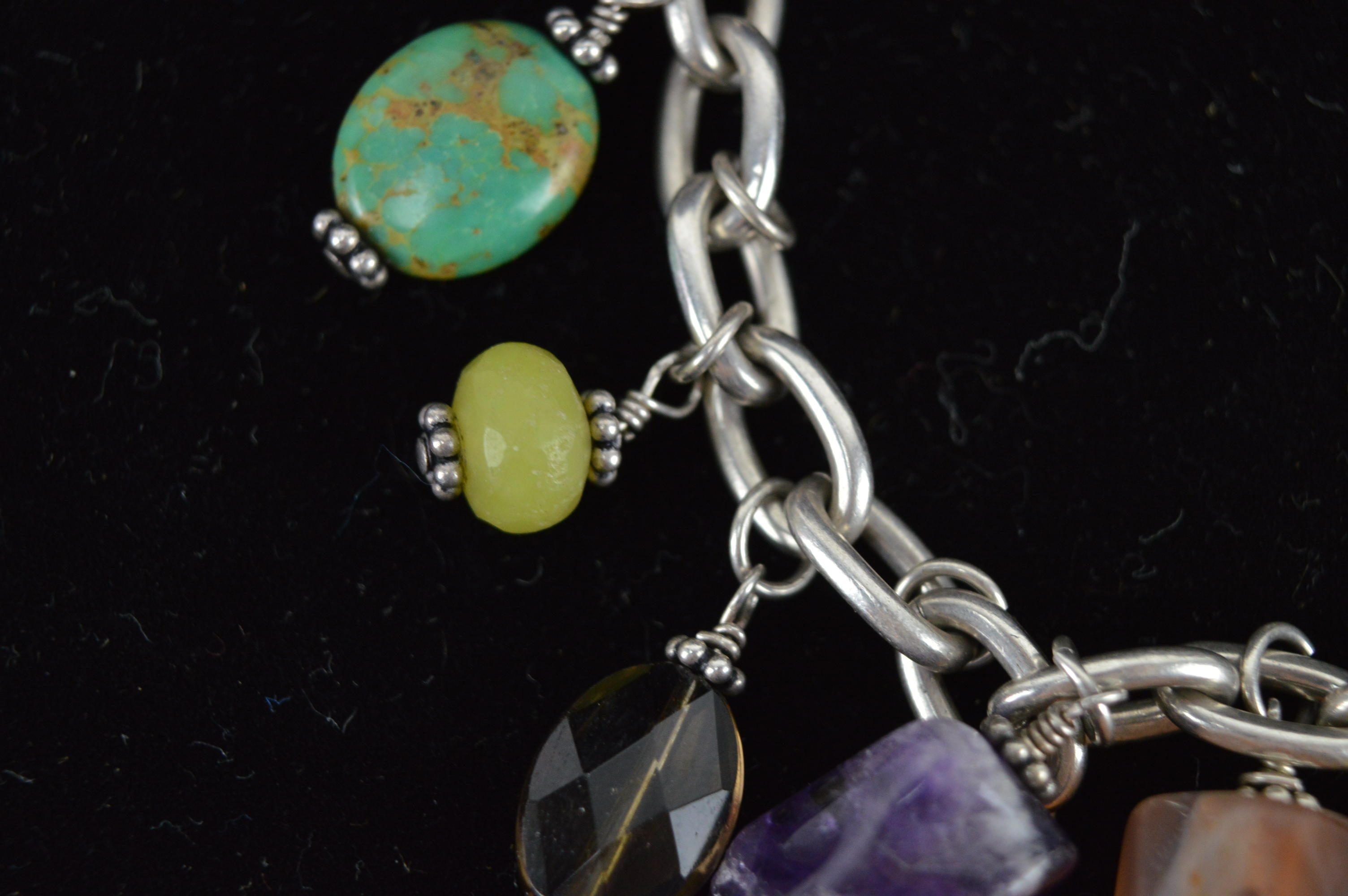 Sterling Silver Bracelet with Gemstone Beads