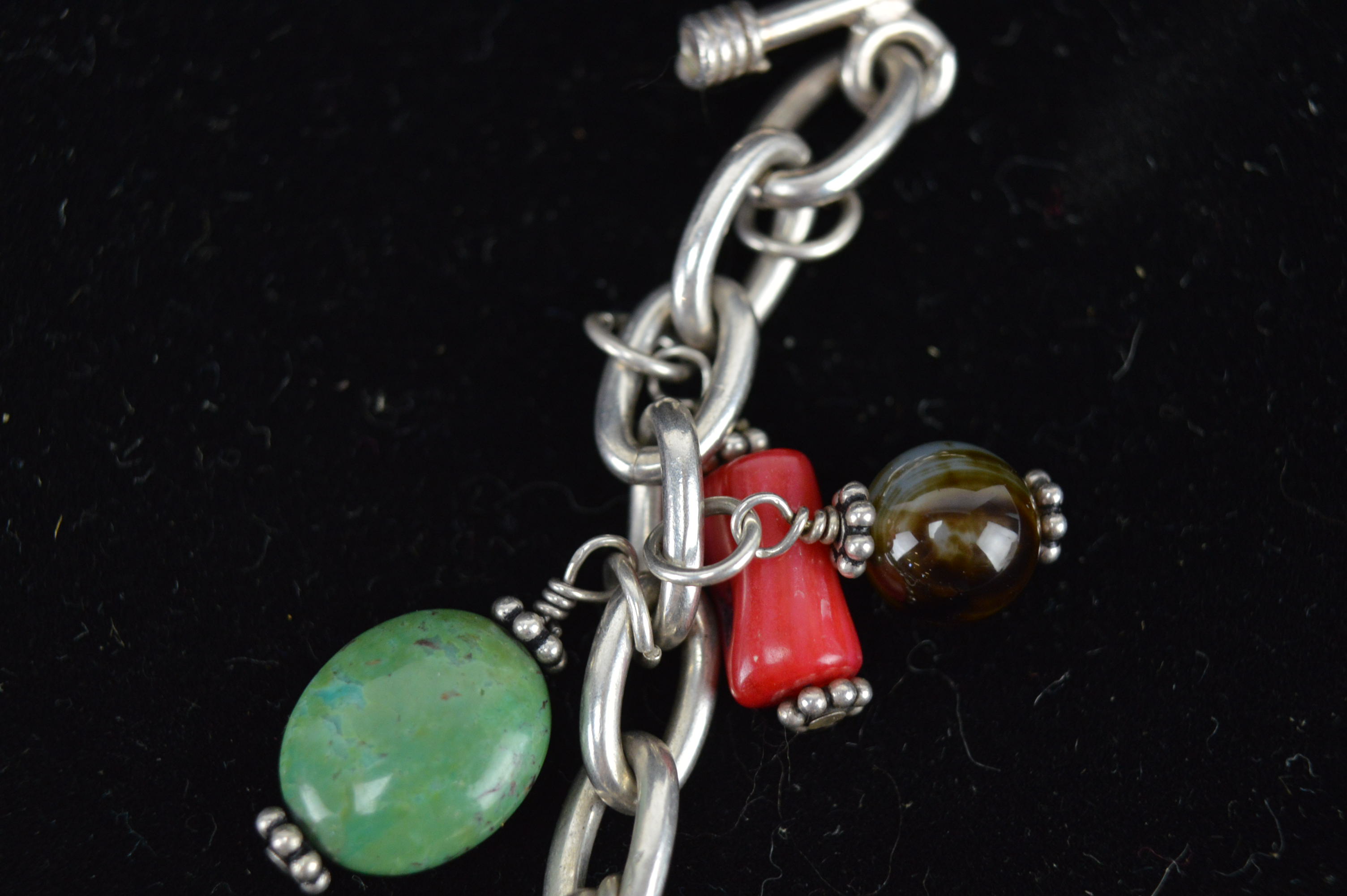 Sterling Silver Bracelet with Gemstone Beads