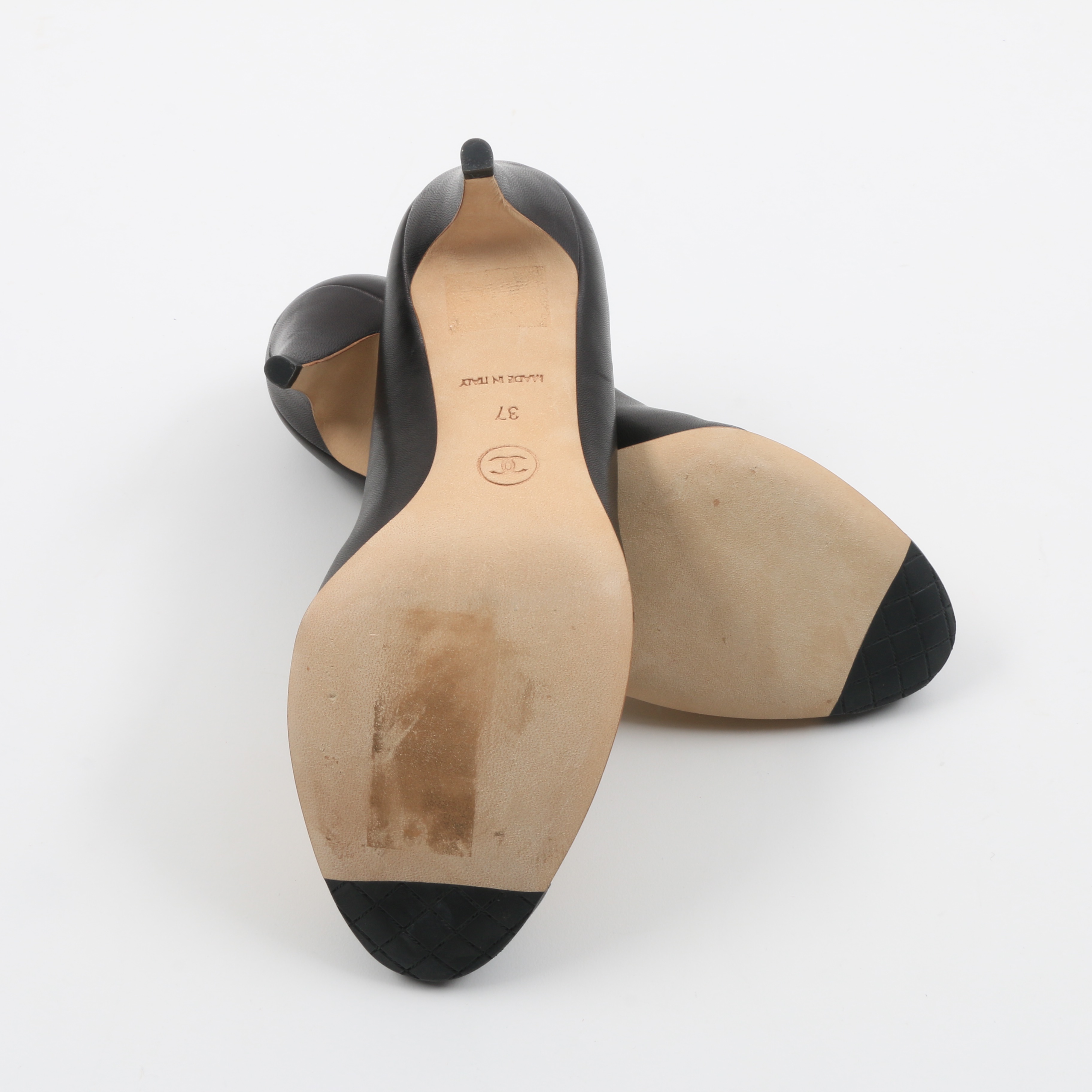 Chanel Beige and Black Kitten Heel Pump with Bow, Never Worn