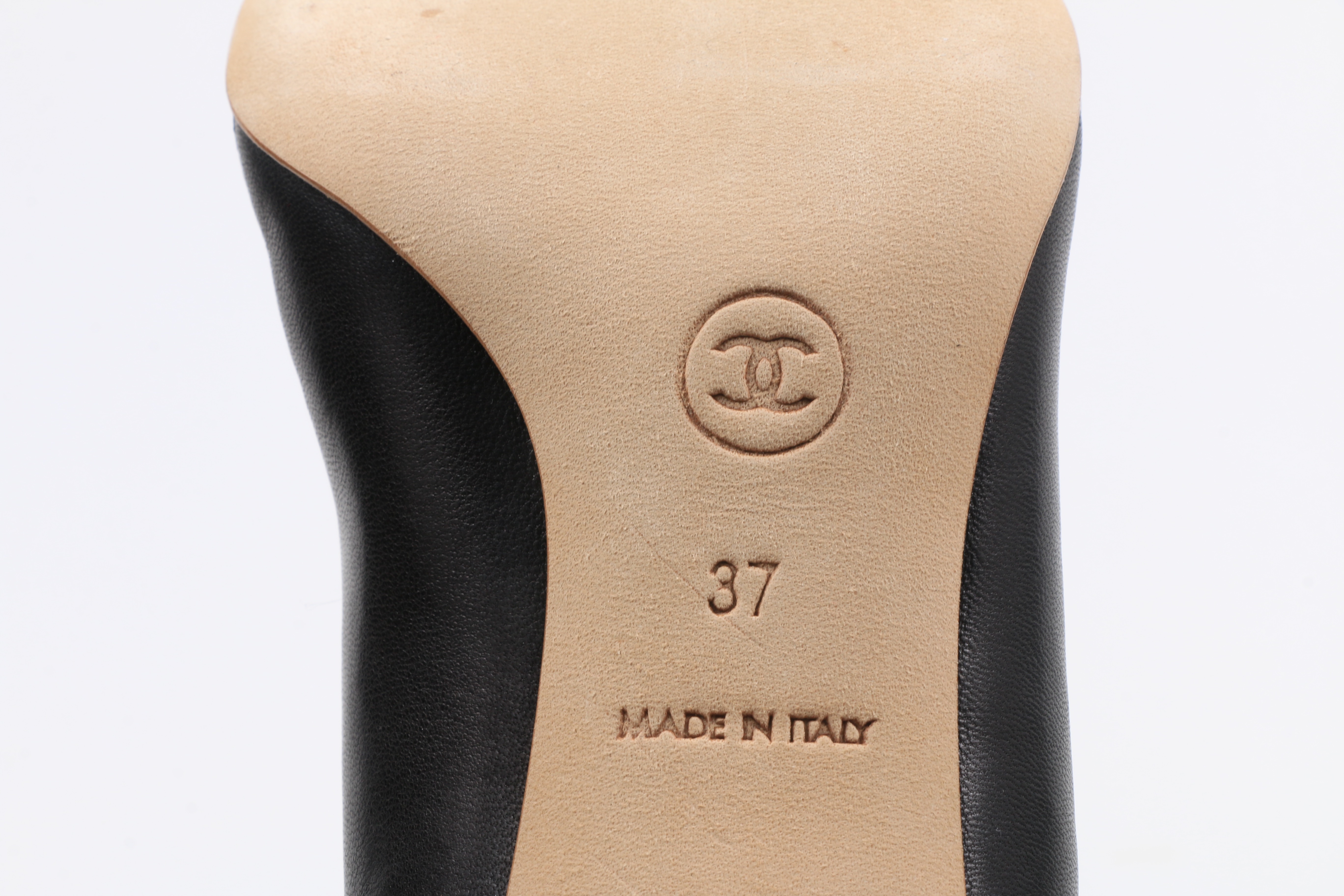 Chanel Beige and Black Kitten Heel Pump with Bow, Never Worn