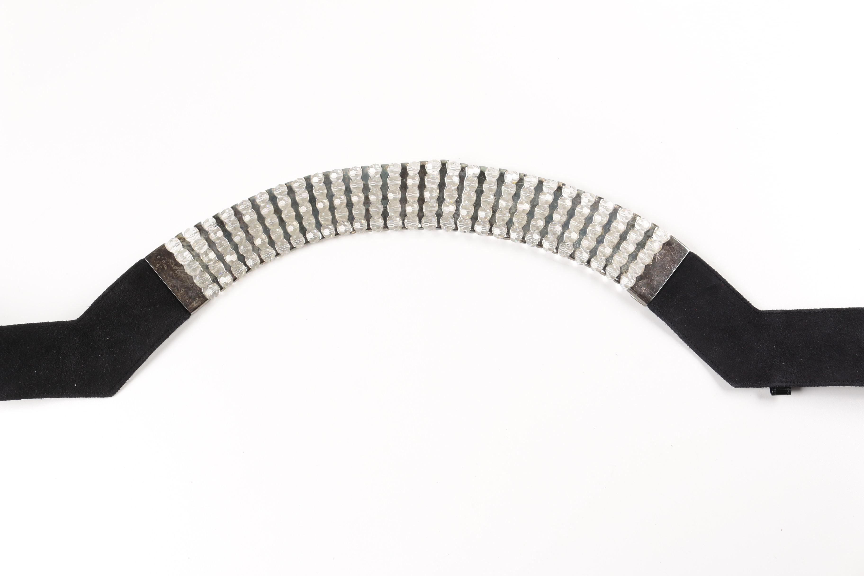 Daniel Swarovski Paris Crystal and Black Leather Belt