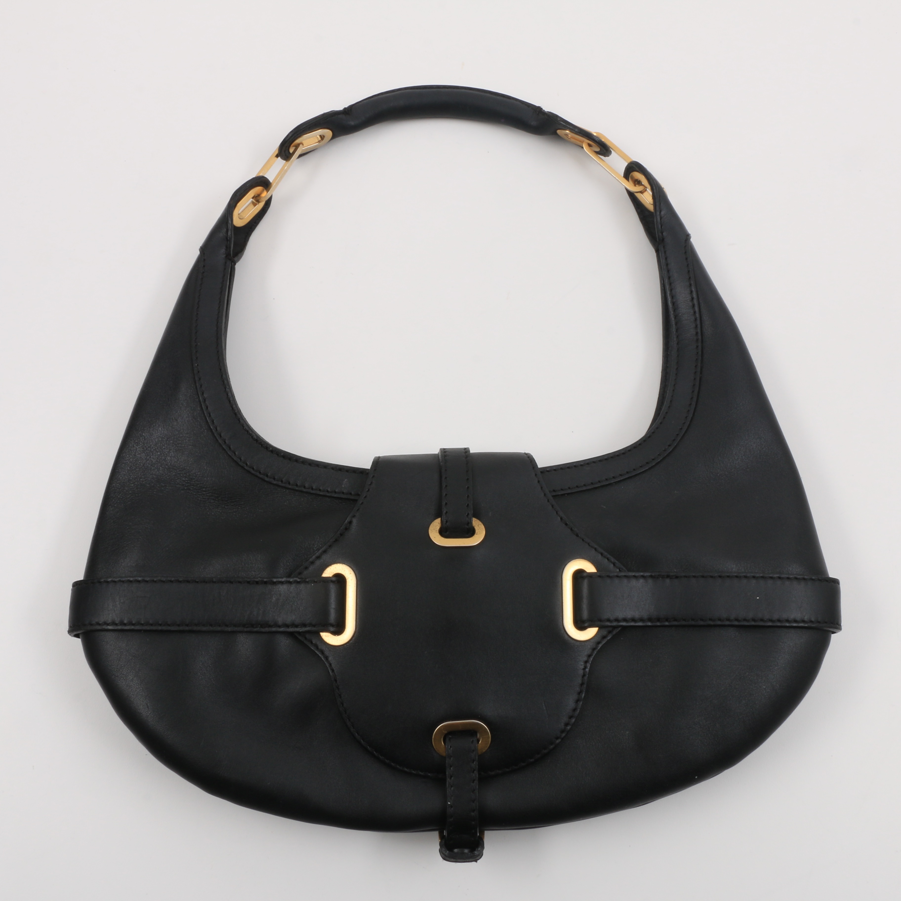 Jimmy Choo Black Leather Mini "Tulita" Hobo Handbag