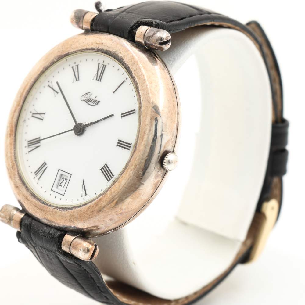 Quinn Sterling Silver and Leather Watch
