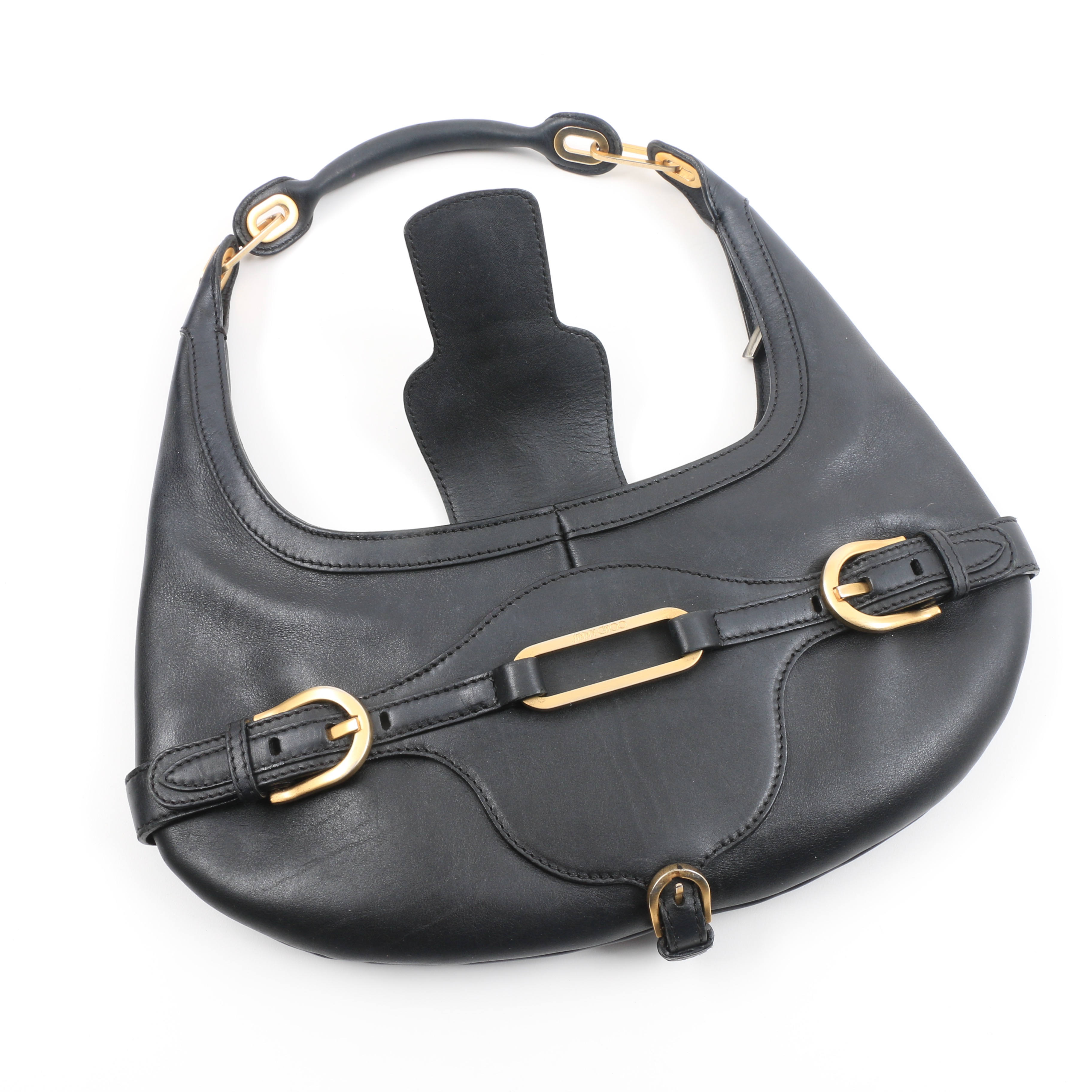 Jimmy Choo Black Leather Mini "Tulita" Hobo Handbag