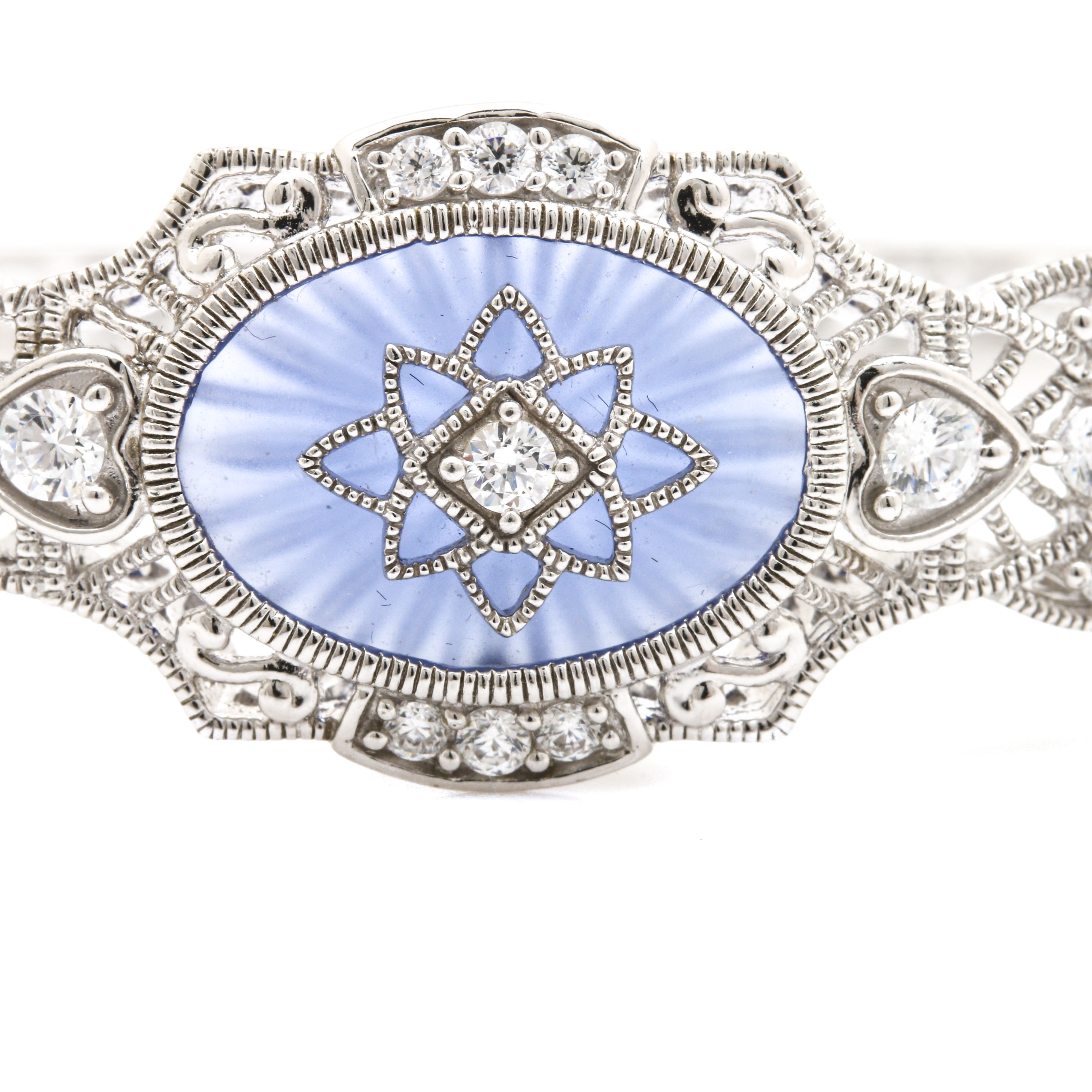 Sterling Silver Cubic Zirconia and Camphor Glass Bangle Bracelet and Ring