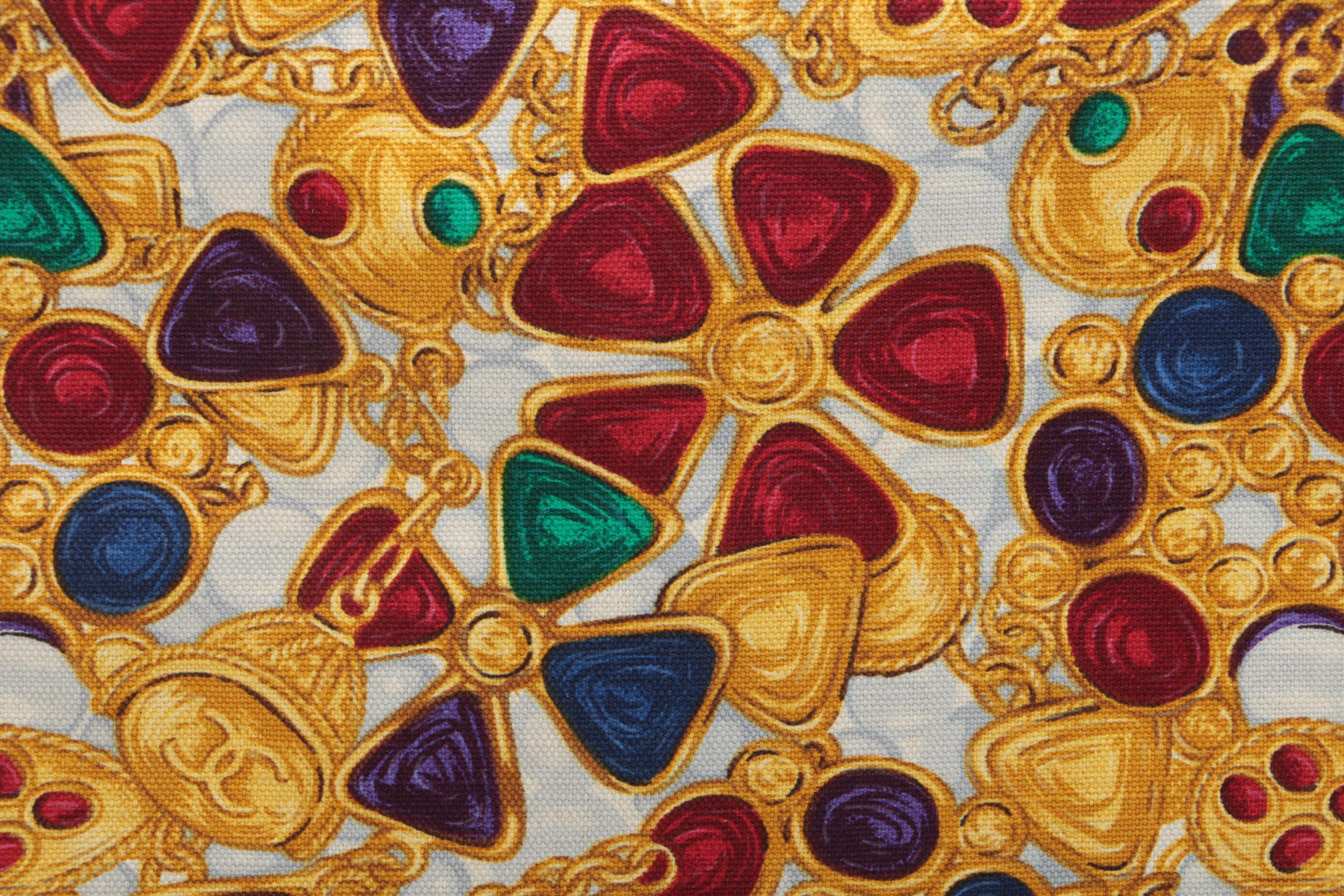 Vintage Circa 1980s Chanel Gripoix Jewelry Print Canvas Purse