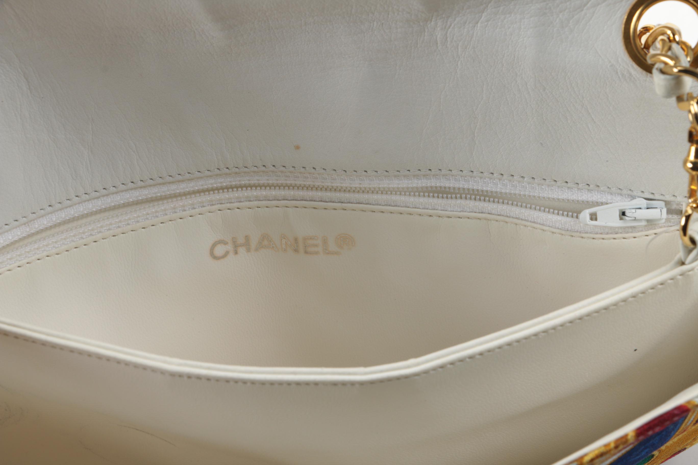 Vintage Circa 1980s Chanel Gripoix Jewelry Print Canvas Purse