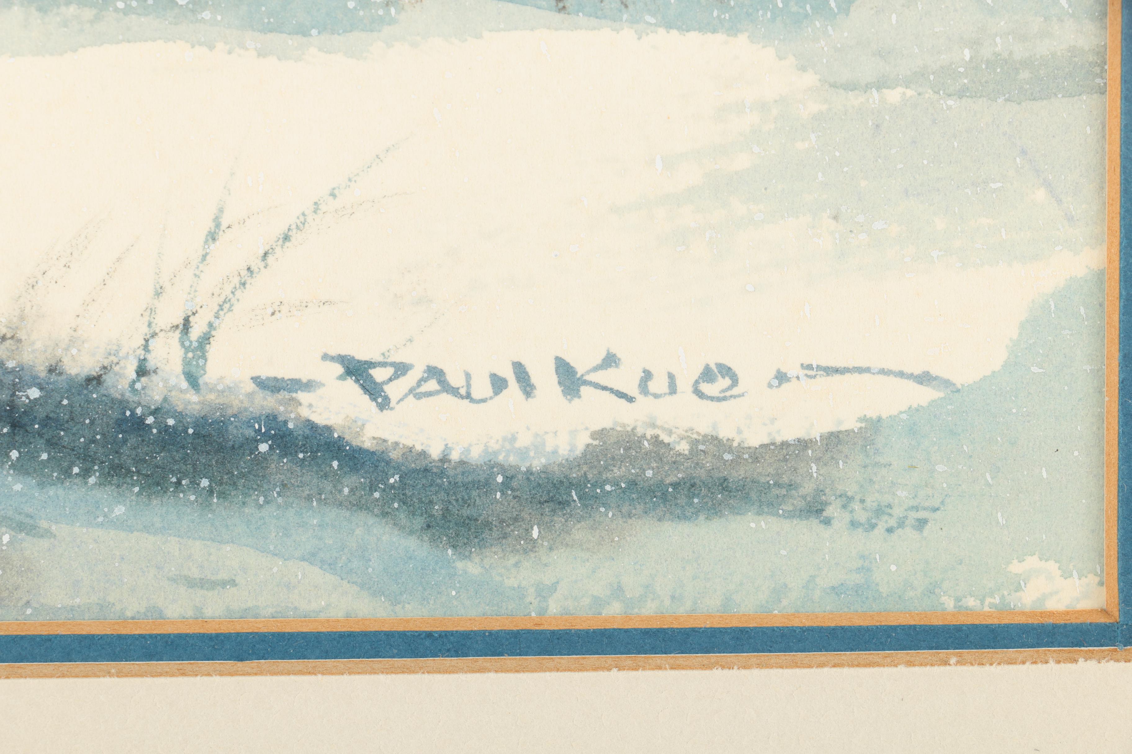 Paul Kuo Watercolor Painting of a Winter Scene
