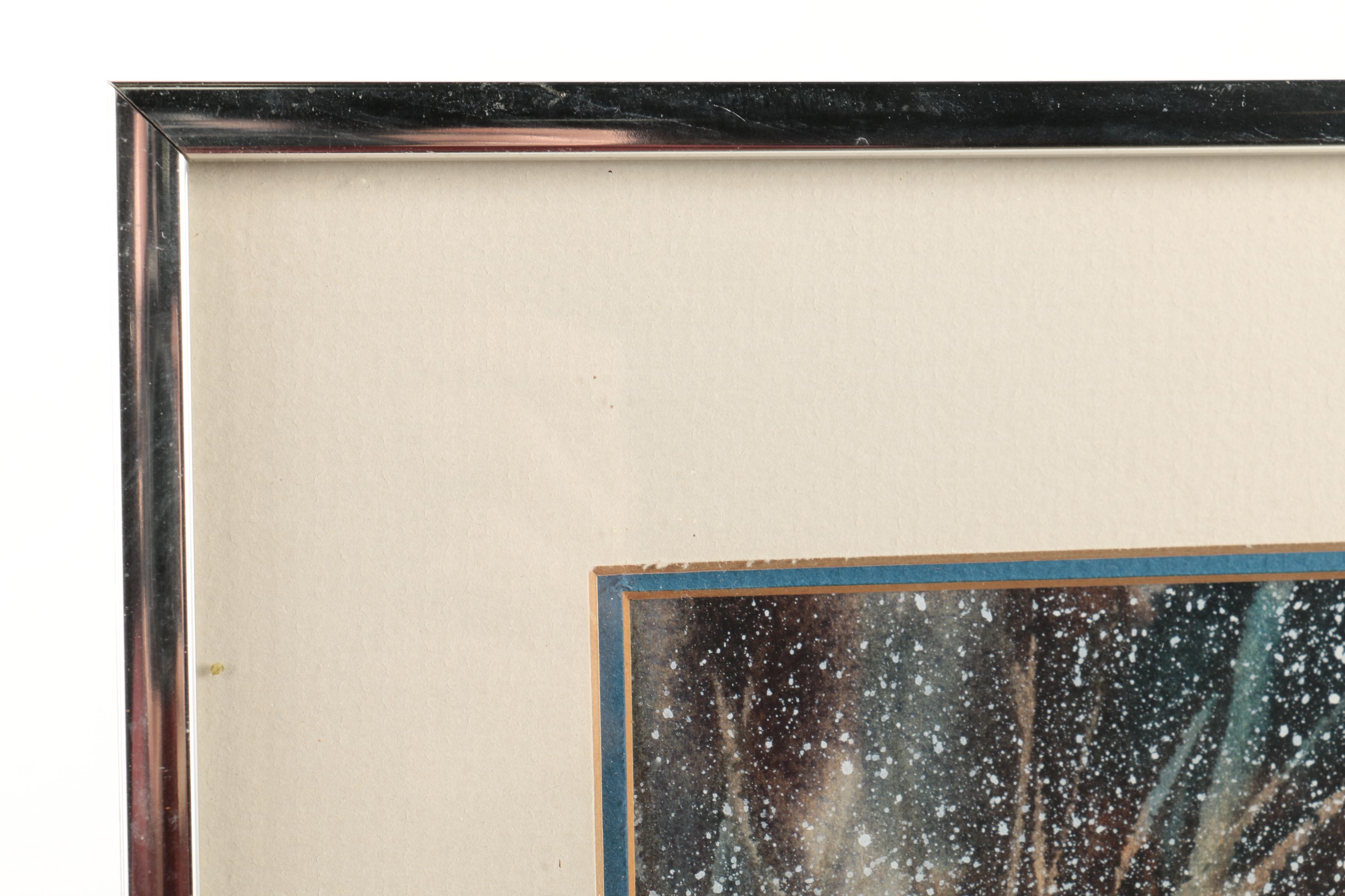 Paul Kuo Watercolor Painting of a Winter Scene