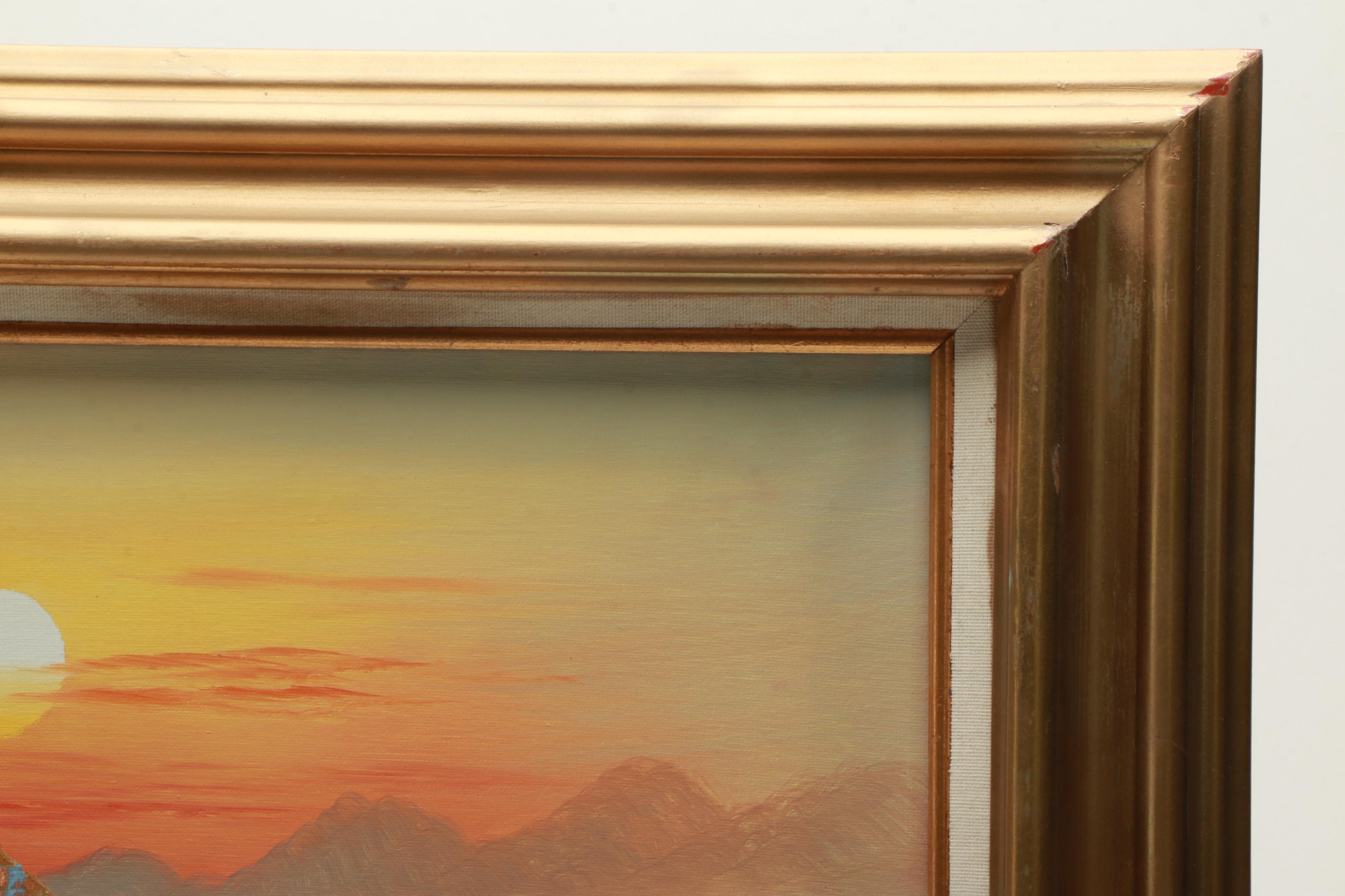 Tang Ping Oil Painting on Canvas of Ship Scene