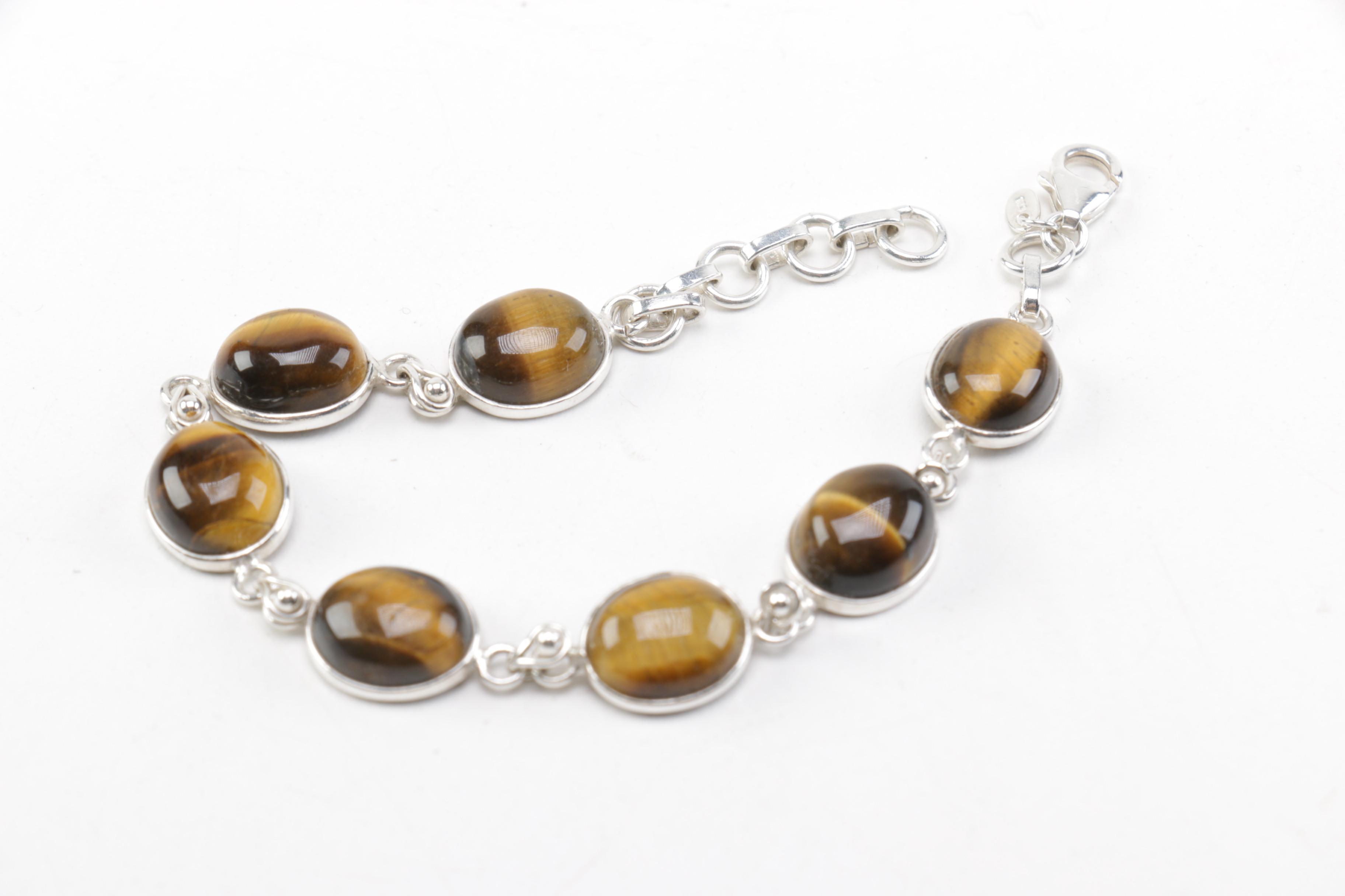 Sterling Silver Tigers Eye Bracelet