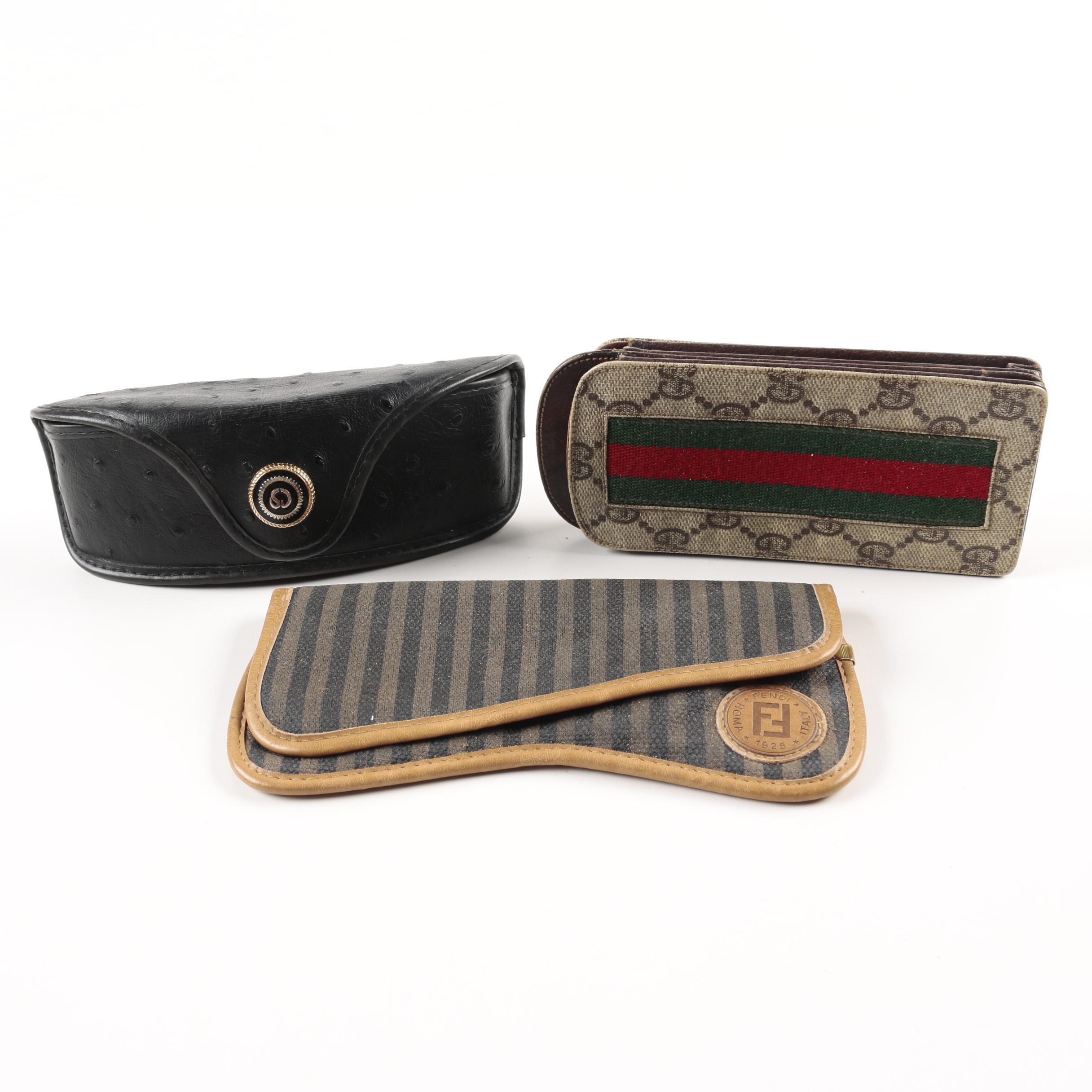 Fendi, Gucci, and St. John Ostrich Skin Eyewear Cases