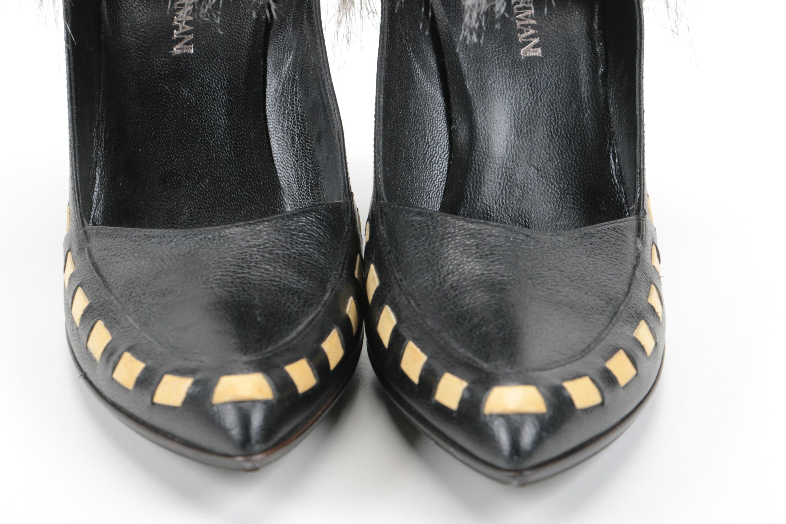 Women's Emporio Armani Raccoon Fur Trimmed Heels
