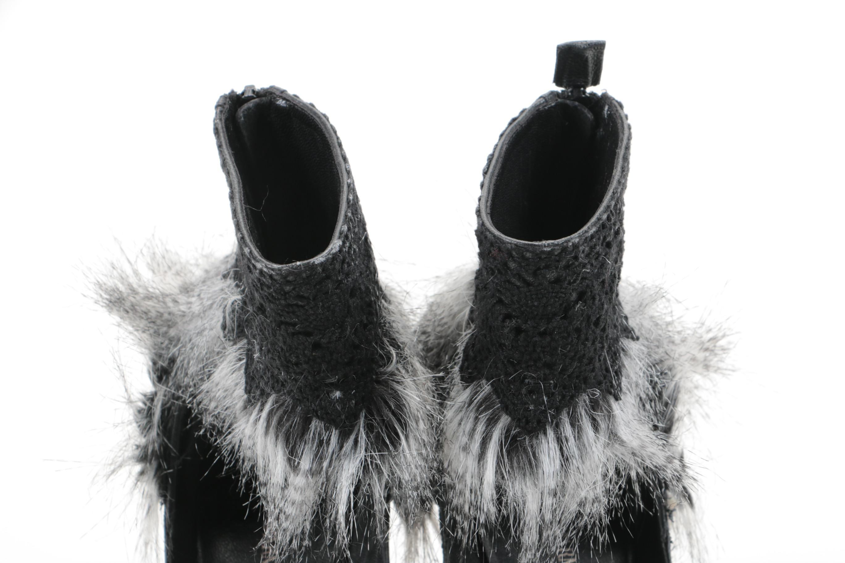 Women's Emporio Armani Raccoon Fur Trimmed Heels