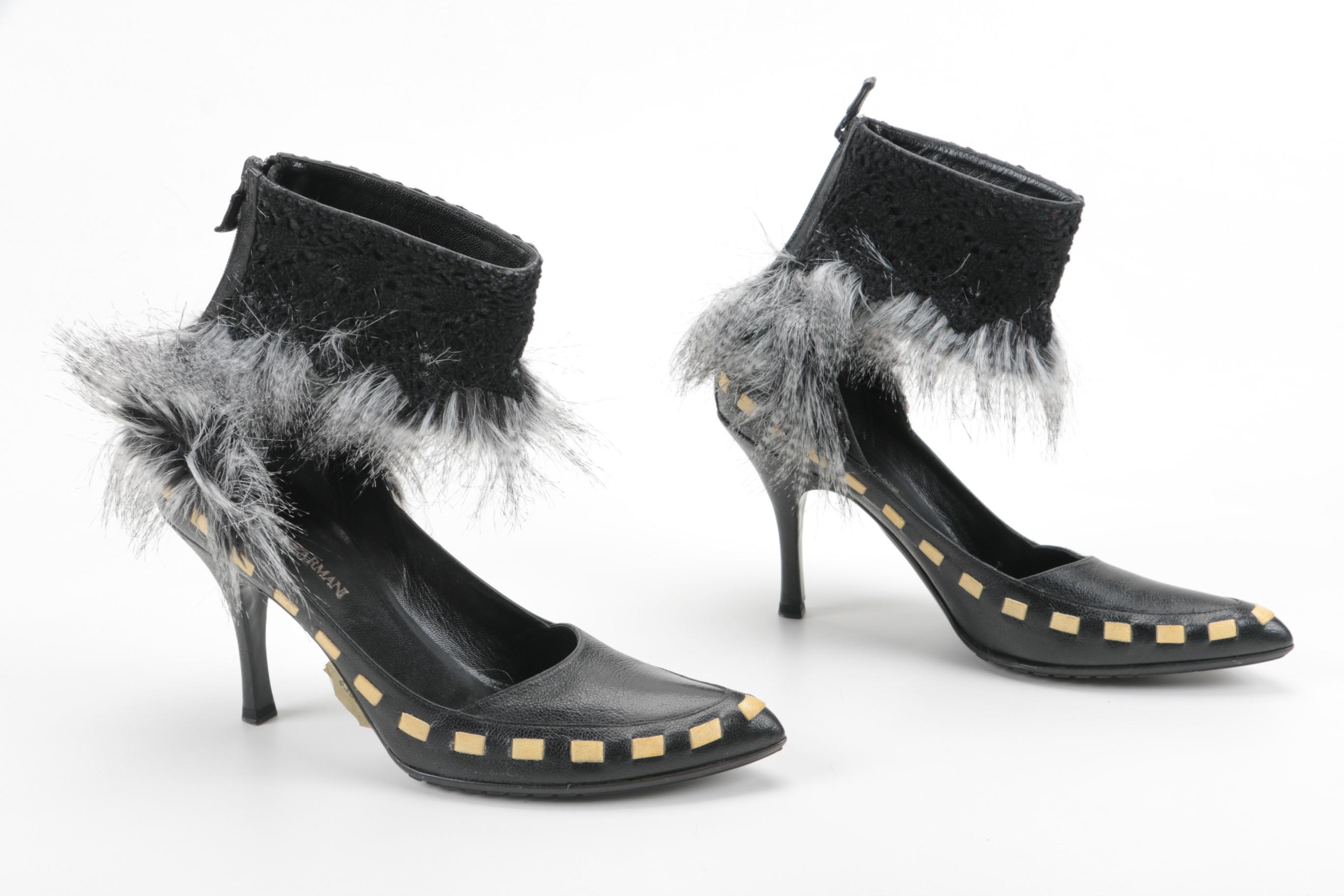 Women's Emporio Armani Raccoon Fur Trimmed Heels