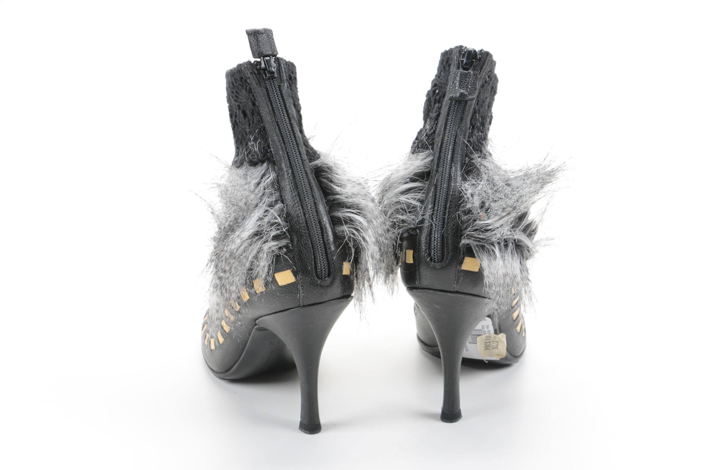 Women's Emporio Armani Raccoon Fur Trimmed Heels